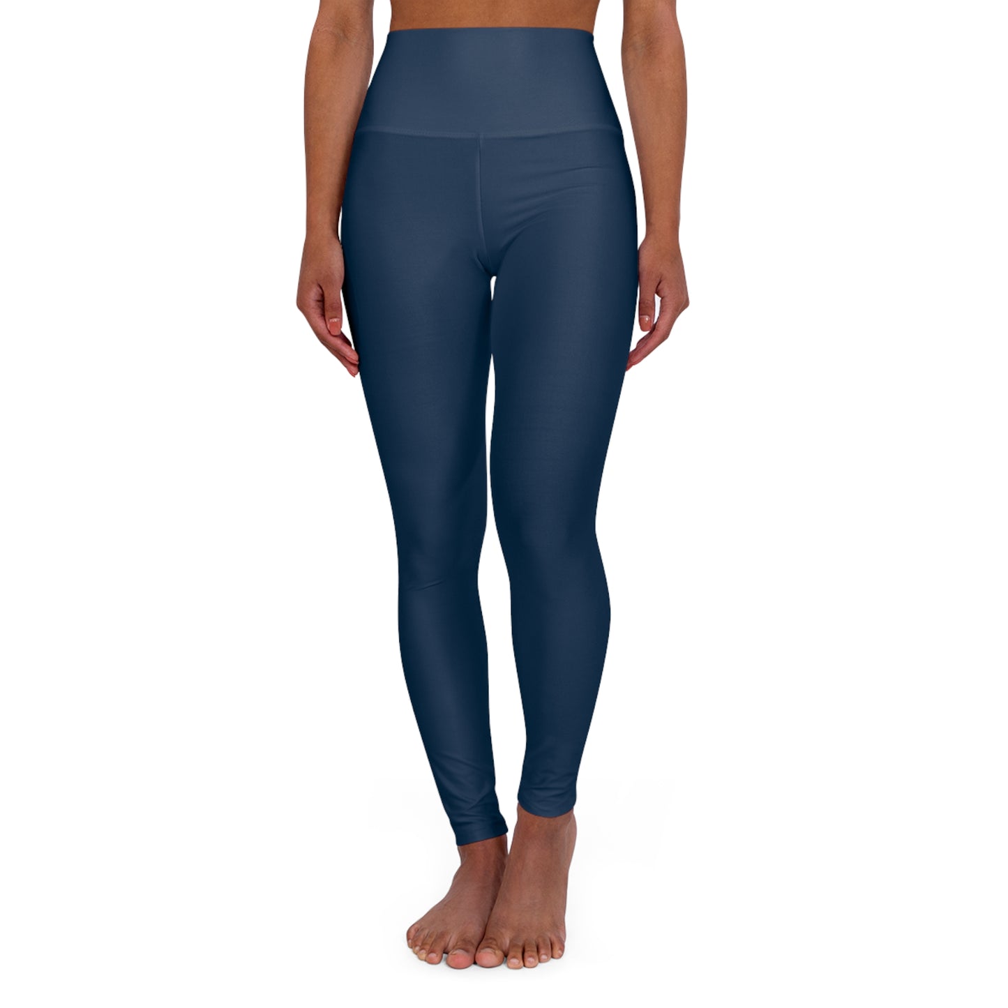Deep Space Blue High-Waisted Yoga Leggings Women's Seamless Poly-Span Navy Athletic Tights for Pilates