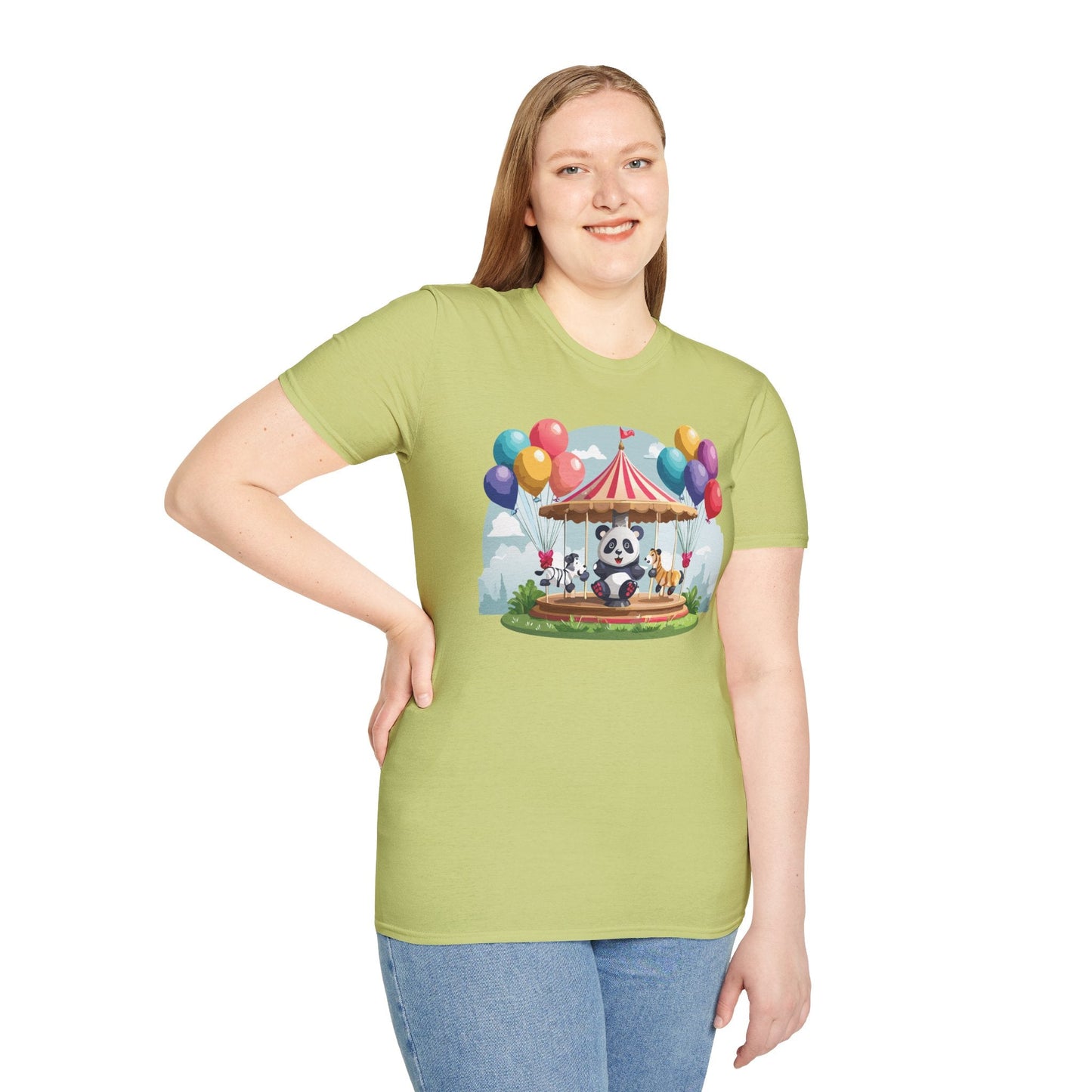 Unisex Panda Shirt Panda Tee Animal Print T Shirt Softstyle 64000 Gildan 100 Percent Ring Spun Cotton