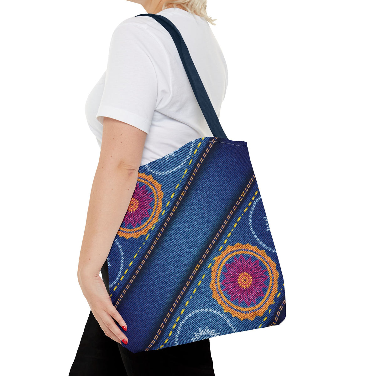 Diwali Graphic Denim Fabric Imitation Print Unisex Canvas Bag Poly Spun 3 Sizes Tote Bag 205-14