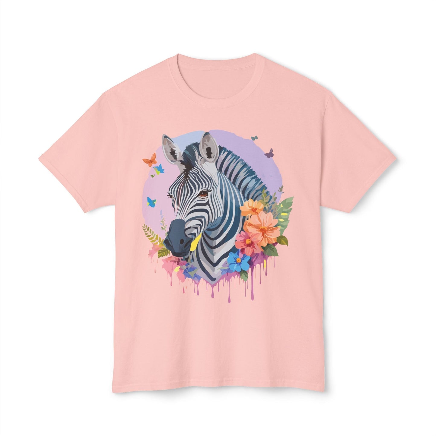 Unisex Zebra T Shirt With Art Print HD Cotton Vintage Zebra Tee Floral Design Graphic Tee