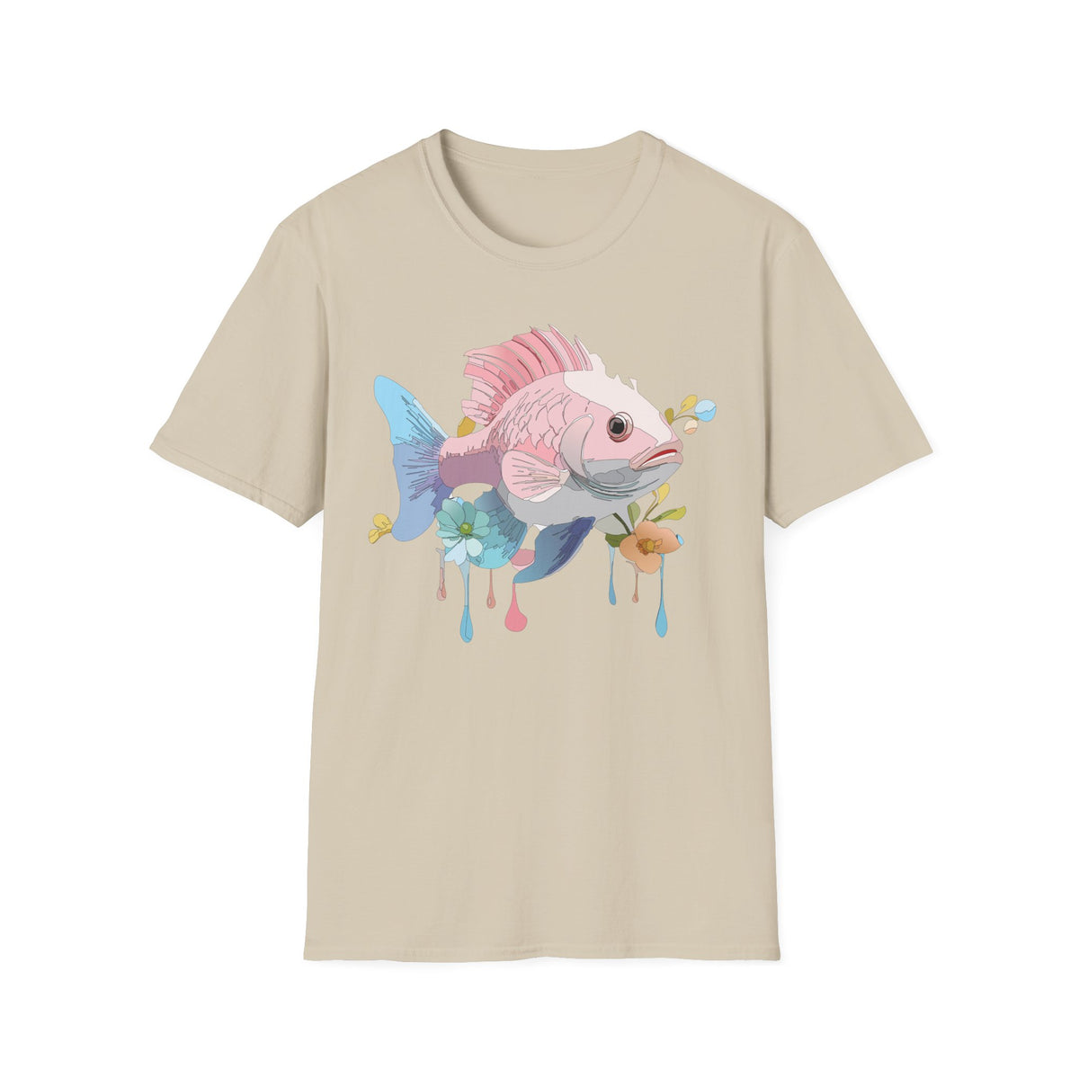 Pastel Fish Illustration T-Shirt | Pink Blue Tropical Fish Art