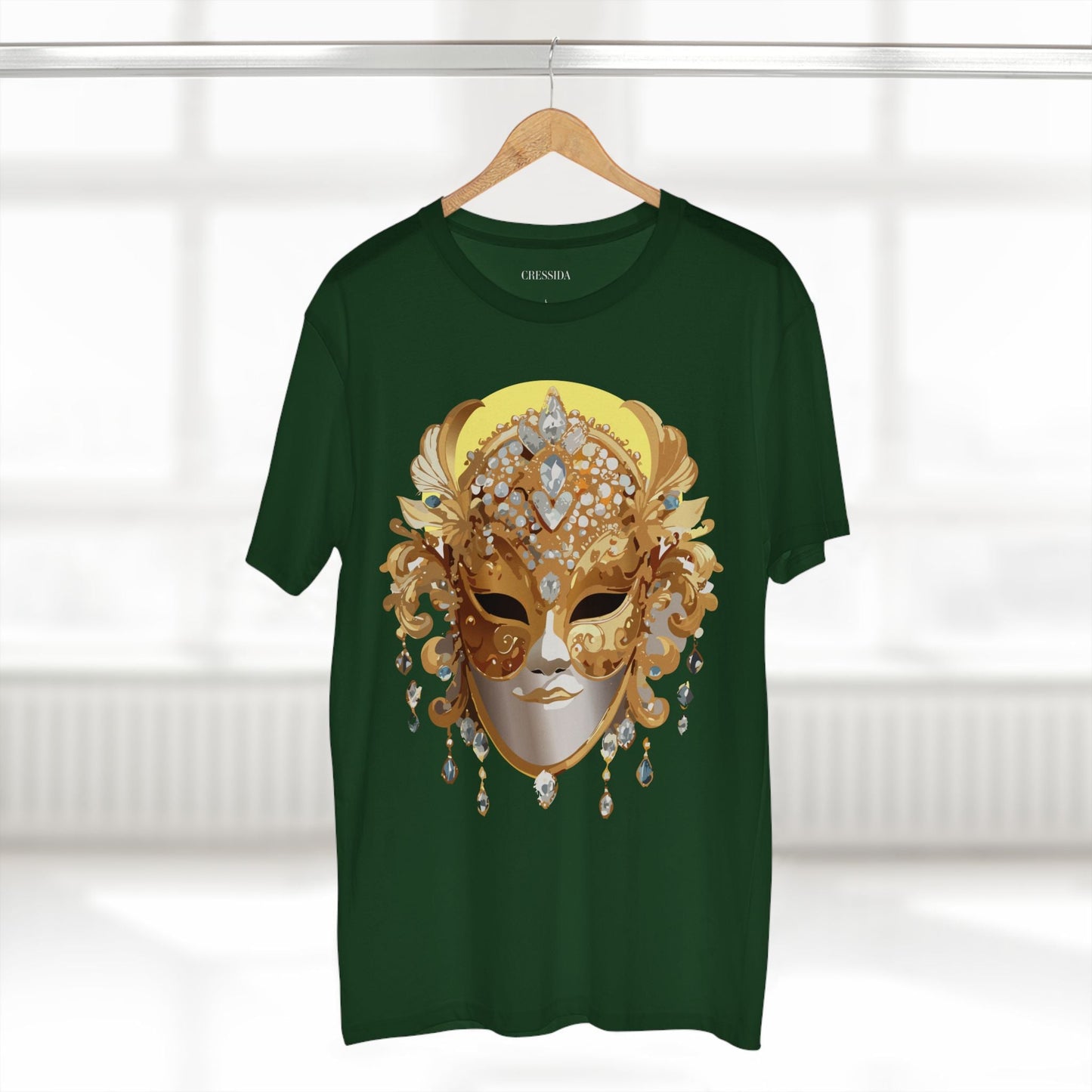 Carnival Mask Graphic T-Shirt Unisex 100 Cotton With Antique Gold Art Design Tee 7