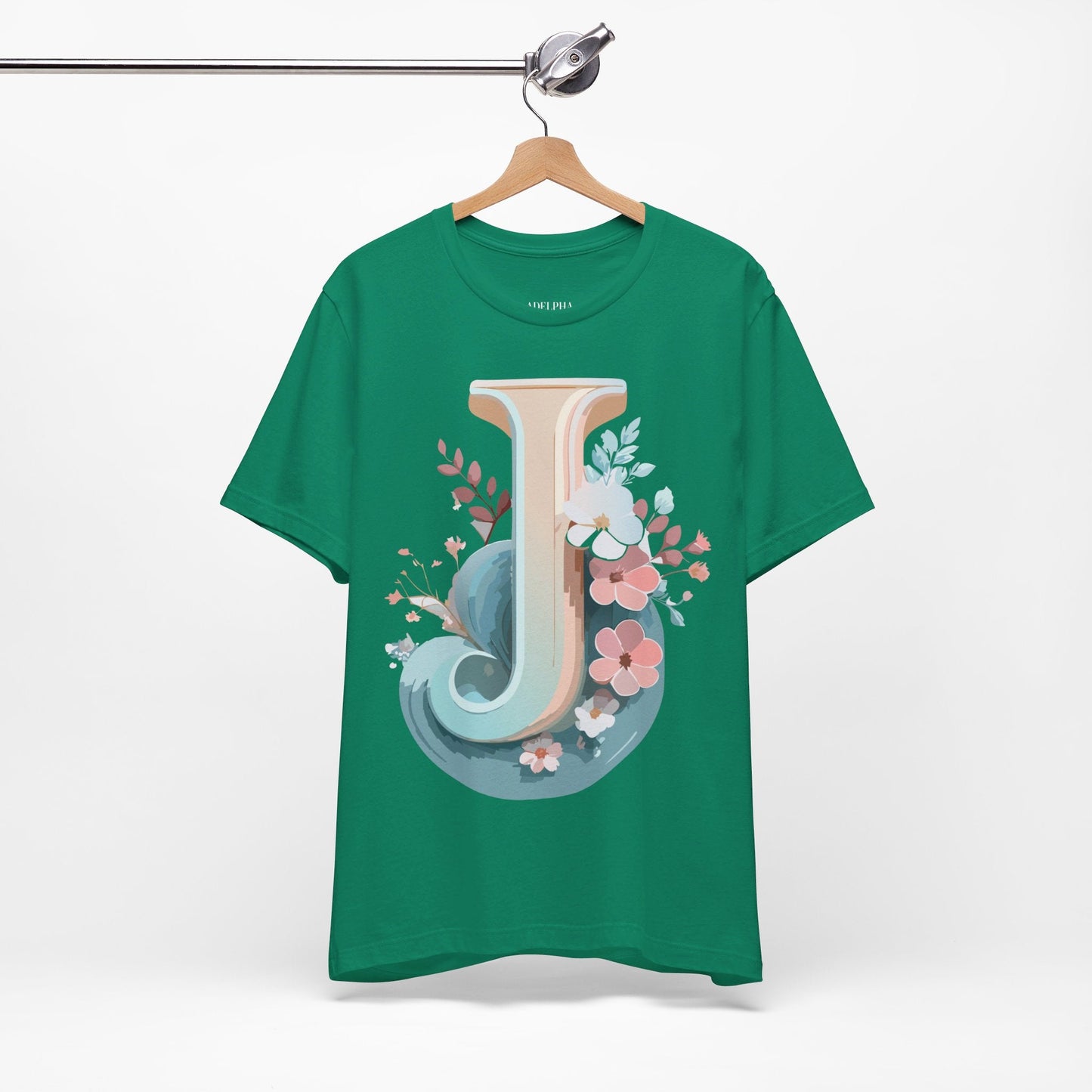 Letter J Shirt Graphic Unisex Tee With Original Vintage Inspired Artwork By Adelpha