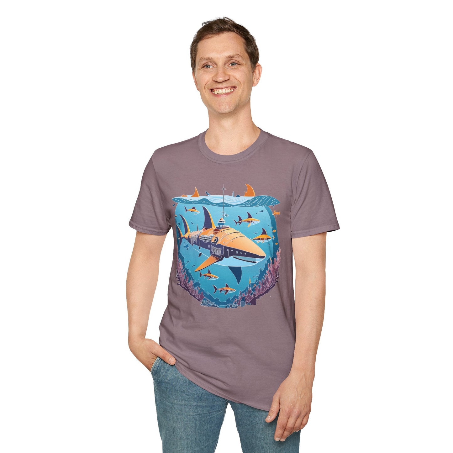 Ocean Tee Shirt Unisex Softstyle Cotton Tee 4.5 Oz Lightweight U Boat Theme Design