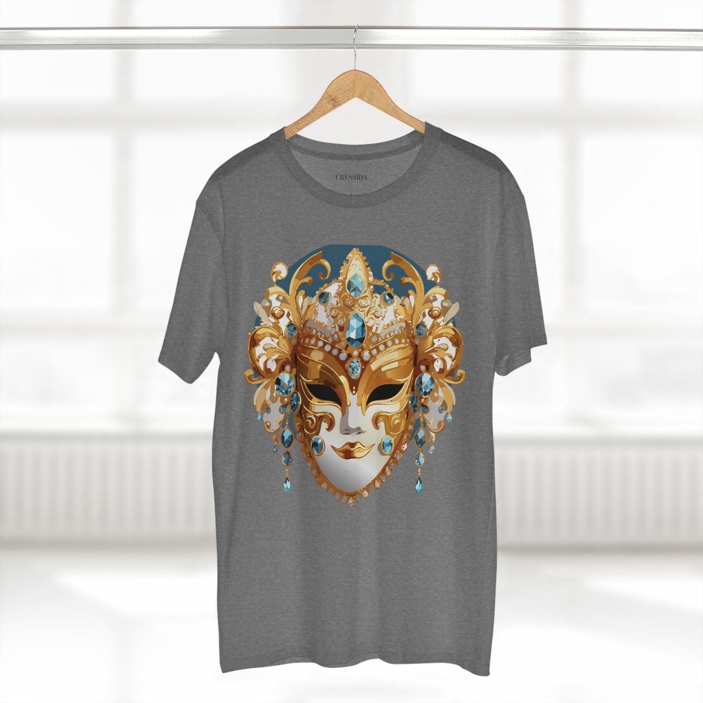Carnival Mask Graphic T-Shirt Unisex 100 Cotton With Antique Gold Art Design Tee 12
