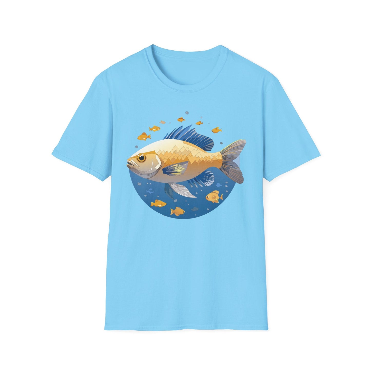 Fish Art Graphic Tee Shirt Unisex Gildan Softstyle 64000 100 Percent Ring Spun Cotton