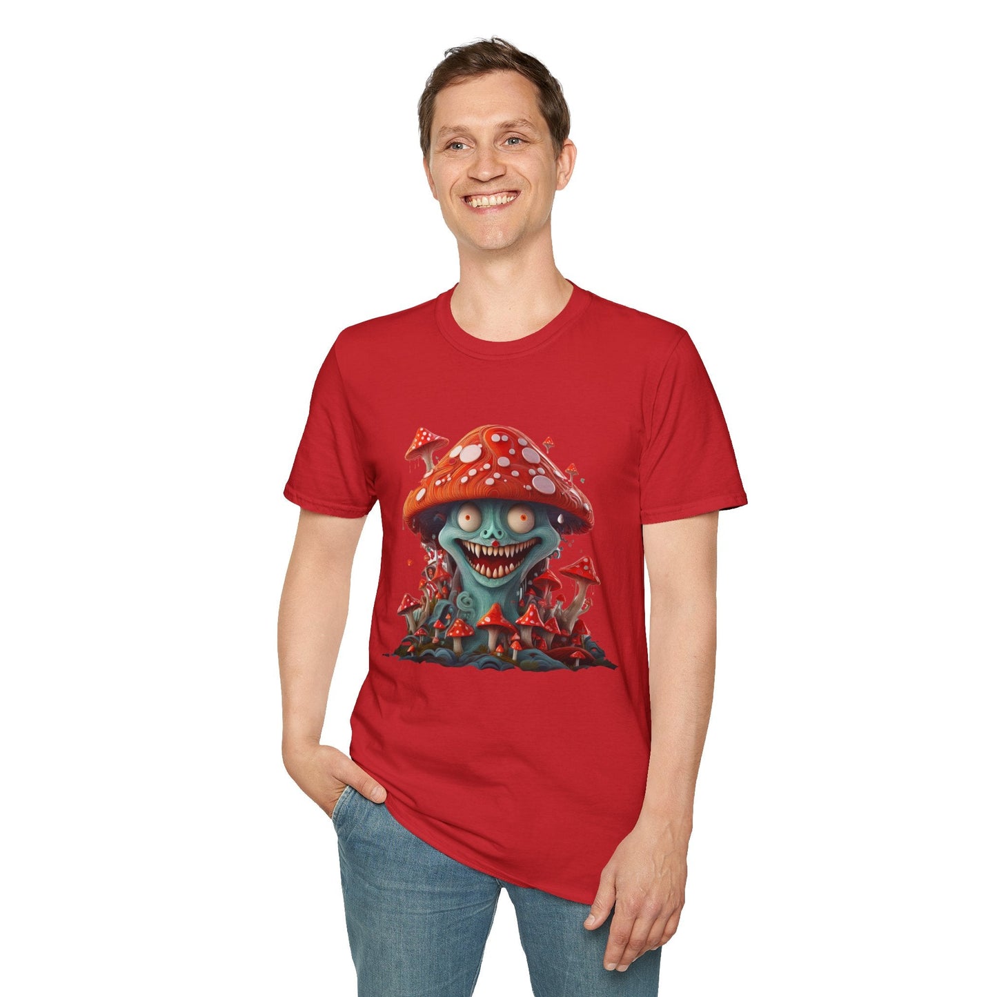 Funny Mashroom Graphic Unisex Softstyle Cotton With Cartoon Illustration Design 2