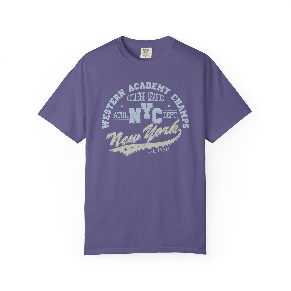 College League Graphic Western Academy Unisex Comfort Colors Garment-Dyed Heavyweight 100 Cotton Art Design T-Shirt w7