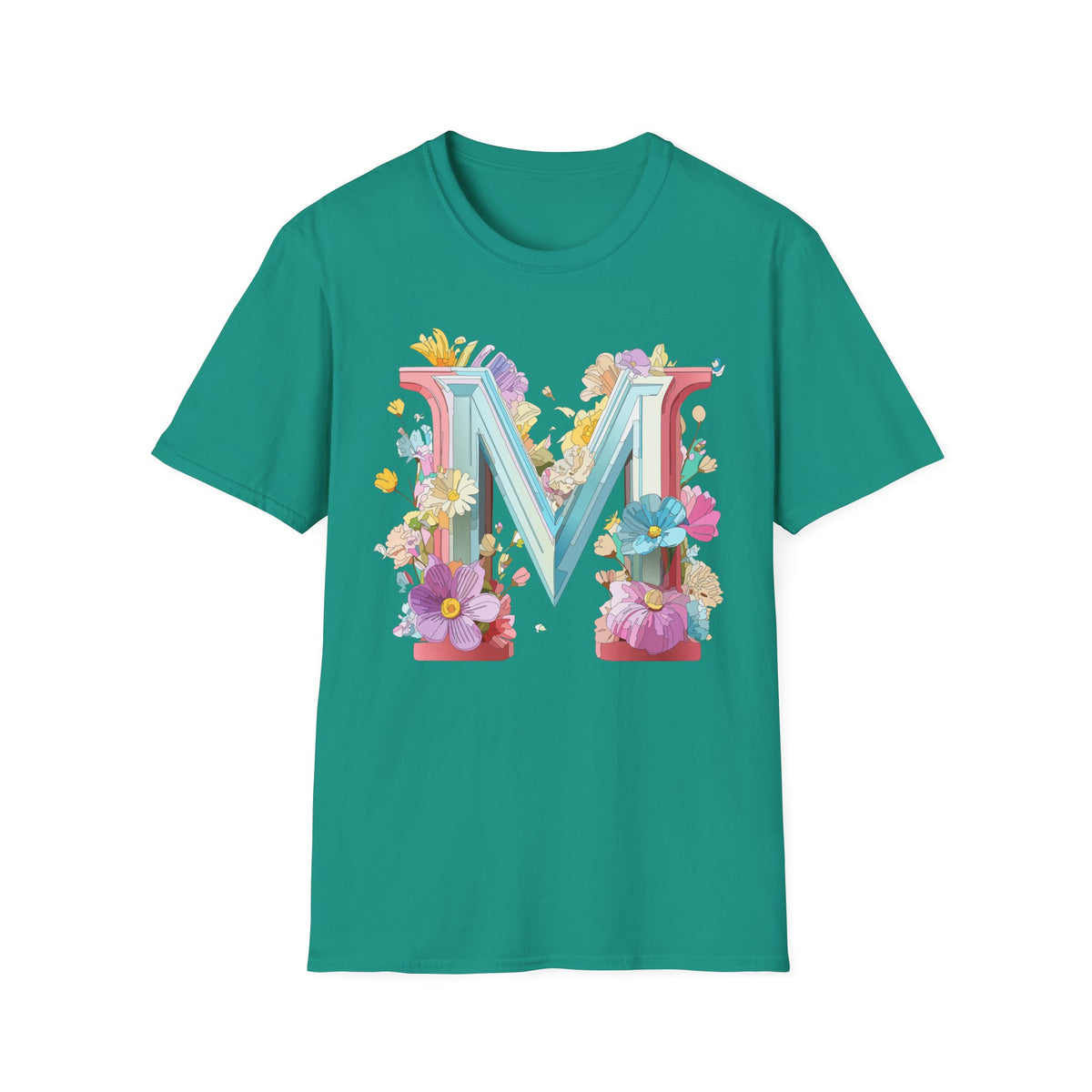 Floral Letter M T-Shirt | Monogram Initial Graphic Tee