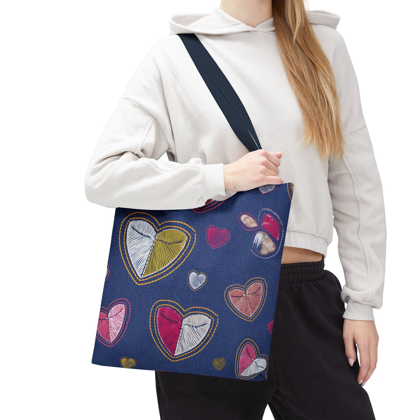 Love Day Graphic Design Denim Fabric Imitation Print Unisex Canvas Bag POLY 3 Sizes Tote Bag 201-7