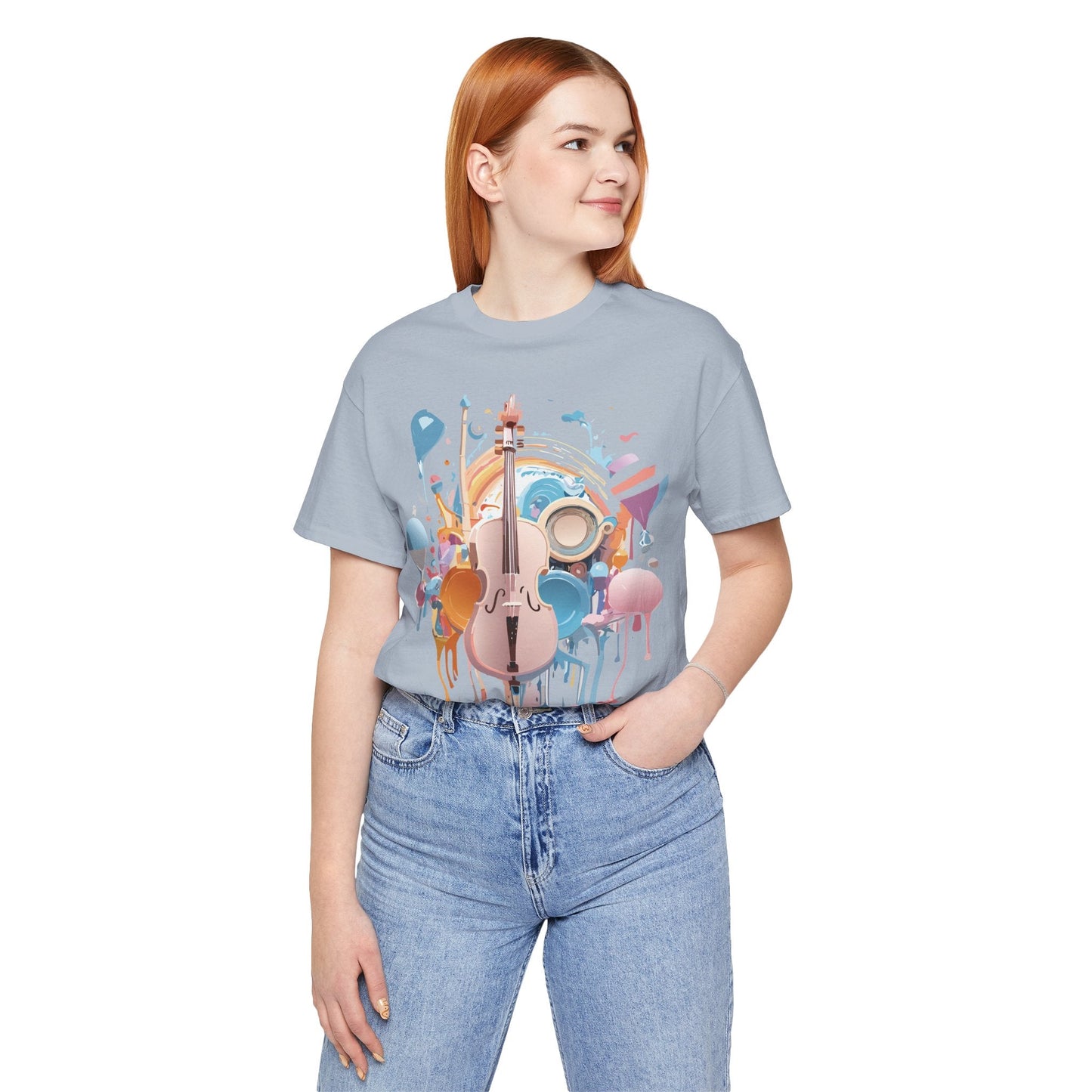 Music Graphic Unisex 100 Cotton Vintage Art with Musical Elements Tee 80