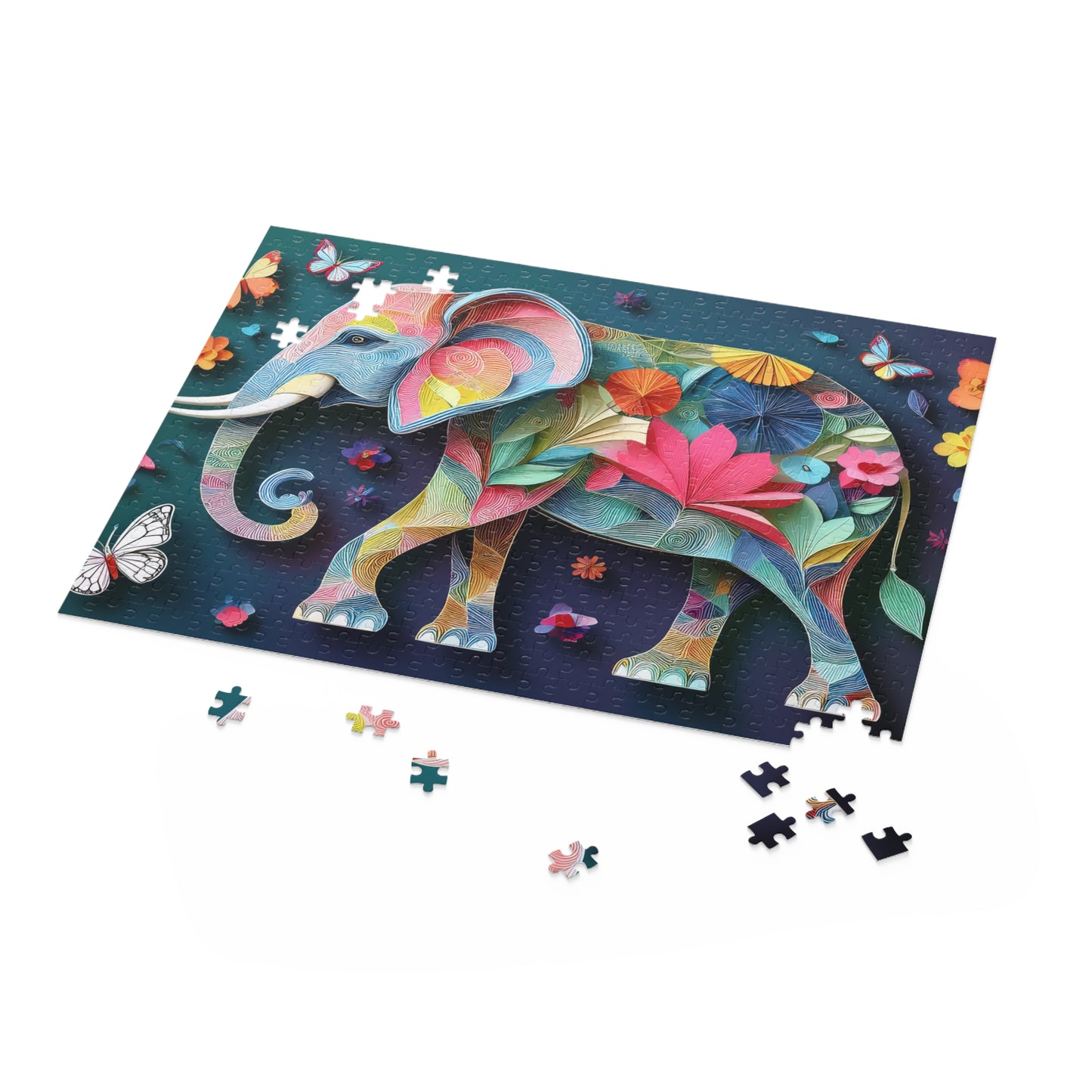 3D Floral Elephant Puzzle 500-Piece | Elephant Puzzle 500-Piece Ages 9+