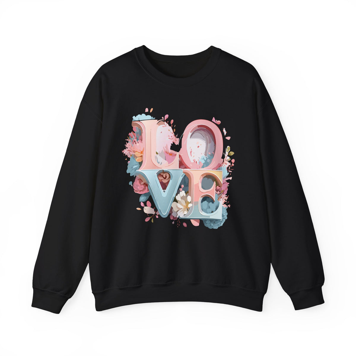 Floral Love Graphic Valentine's Day Sweatshirt Unisex 50/50 Cotton-Poly Sweatshirt w48