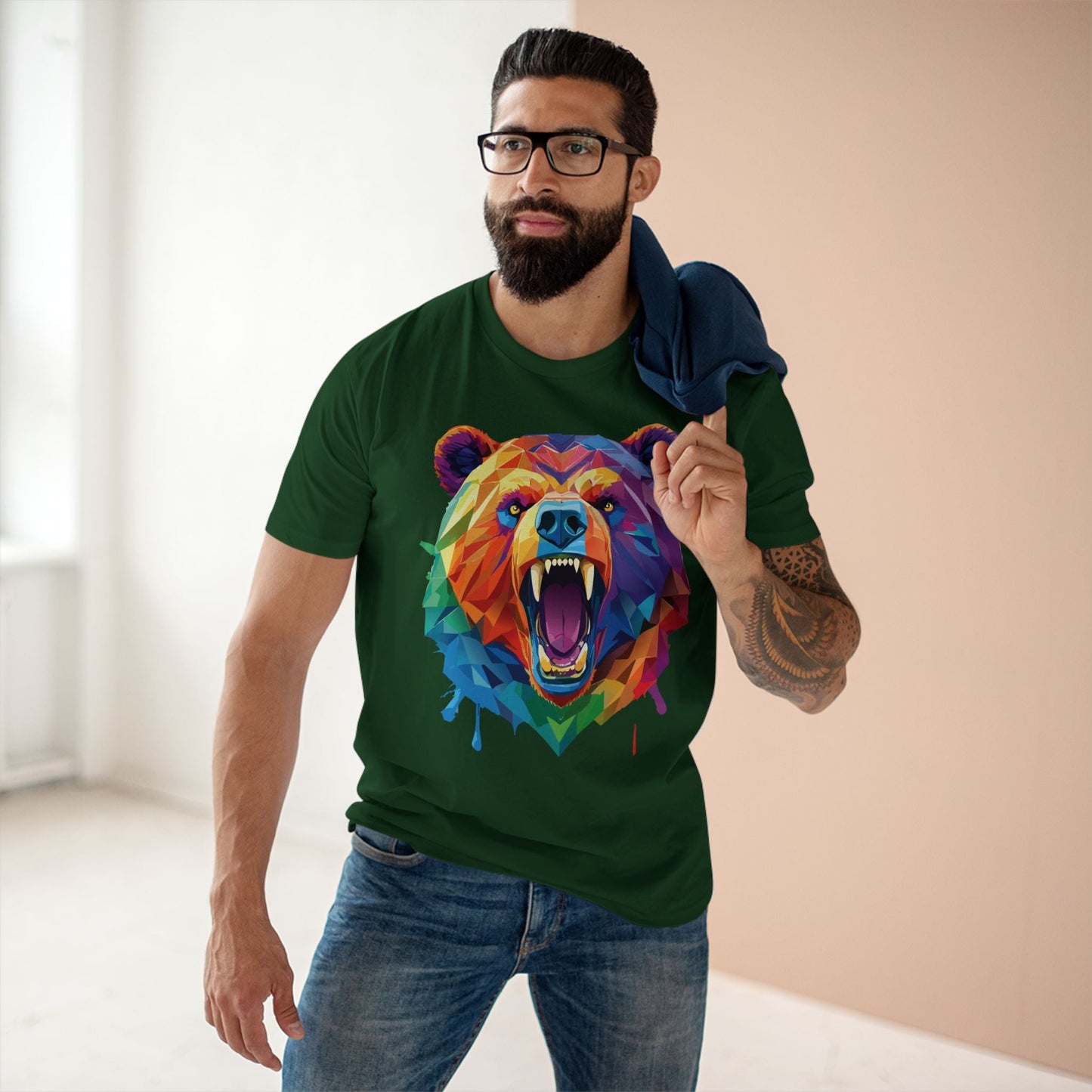 Bear Graphic Unisex 100 Cotton Staple Tee with Animal Design Artwork 20
