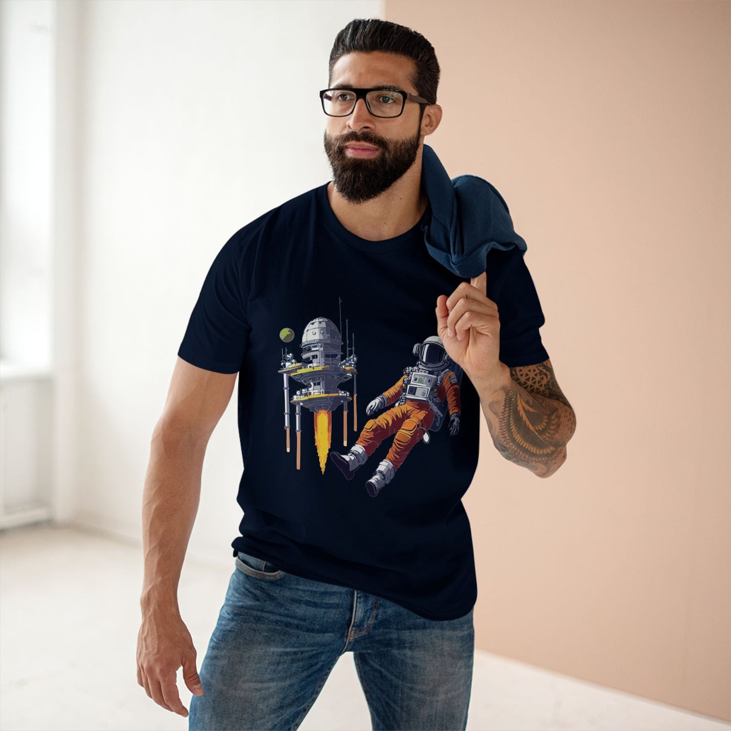 Cosmos Astronaut Shirt Unisex Premium Cotton Tee With Original Art Design By Retro2Nova