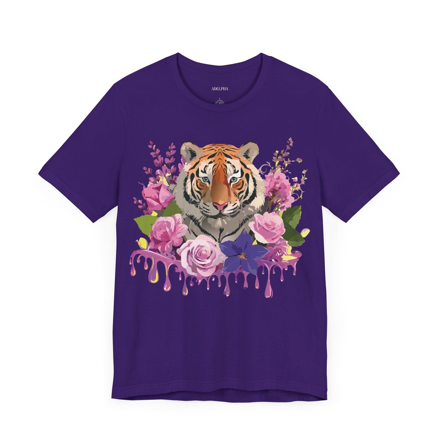 Tiger Graphic Tee Unisex Short Sleeve Vintage Inspired Art Design By Adelpha Premium