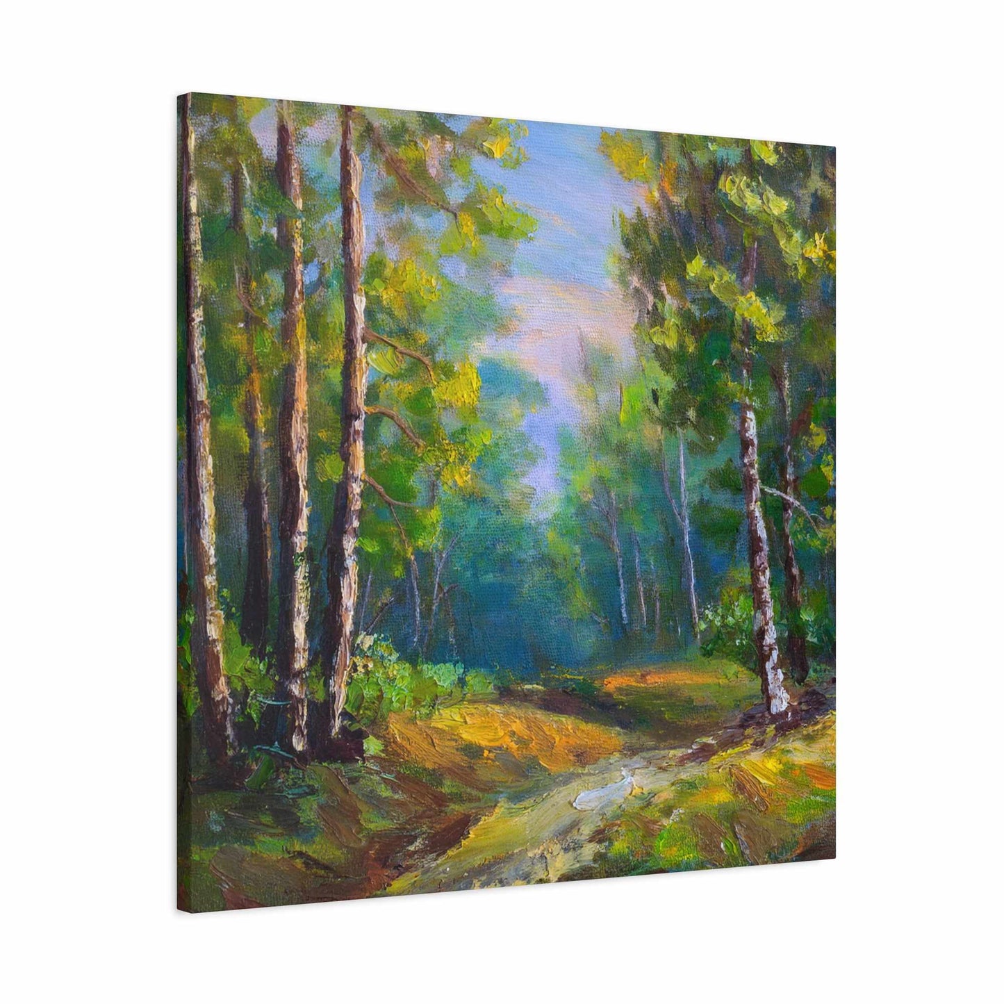 Summer Forest Print Canvas, Oil Paint Print 20x20, 24x24, 30x30, 32x32, 36x36 Art Design Print Pine-Wood Inner Frame MC-86
