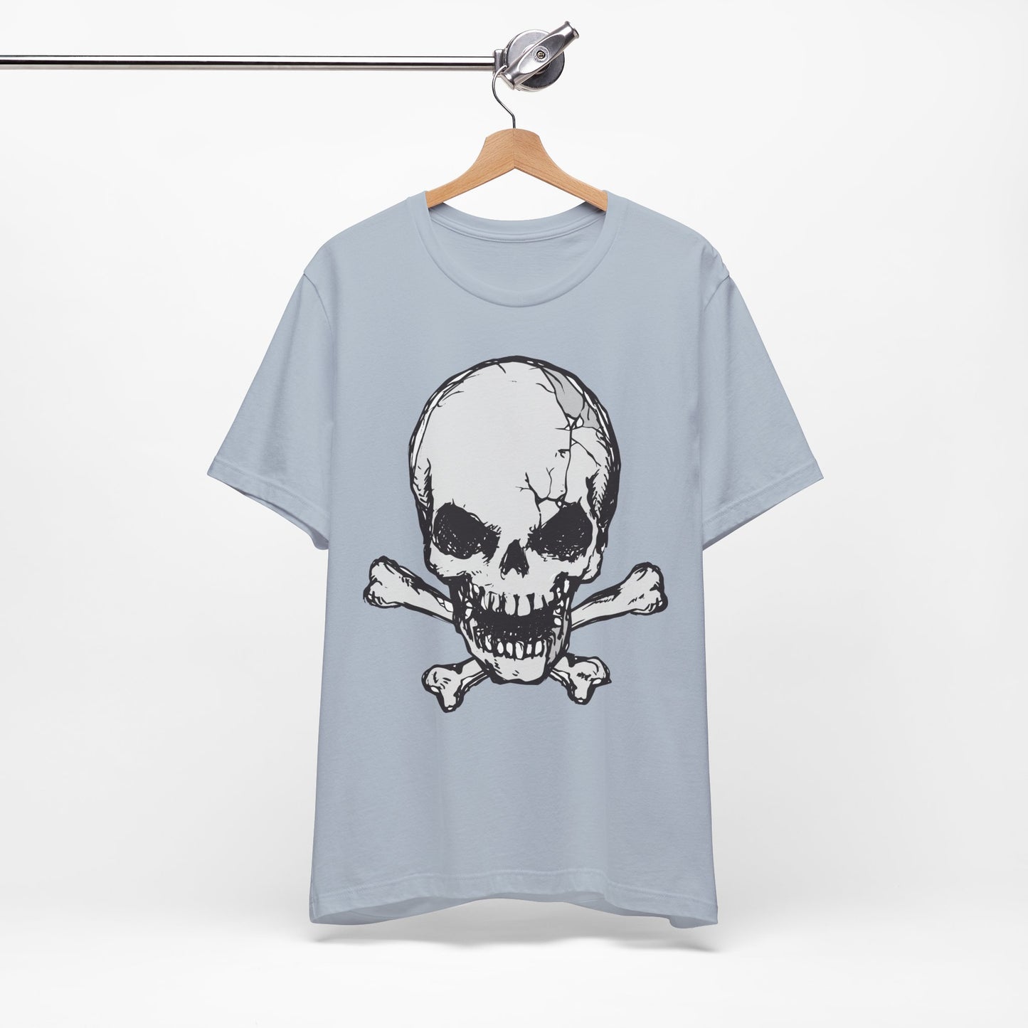 Grey Skull Graphic Design Tee, Skull Shirt, Vintage Tees, Art Design T-Shirt, Vintage Graphic Tee, Art Shirts with Skulls