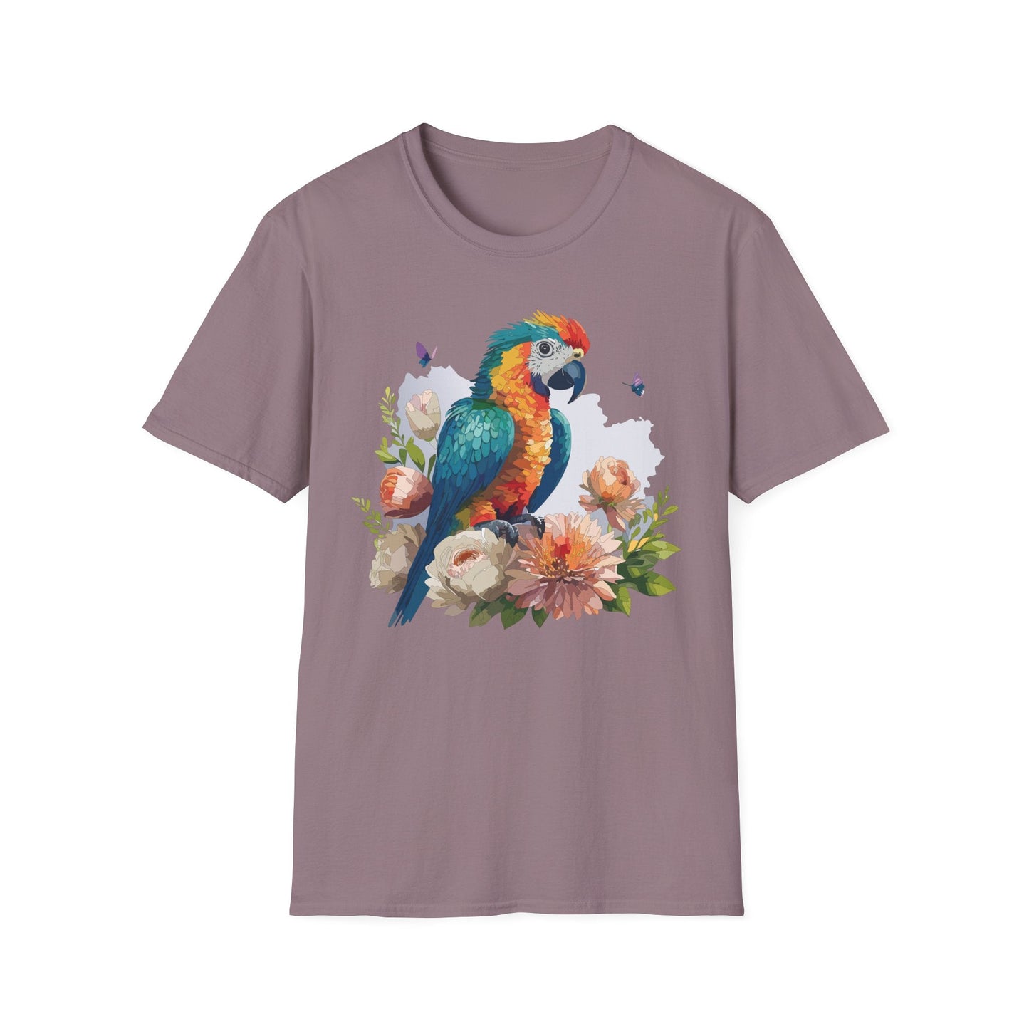 Bird T Shirt Floral Bird Print Unisex Softstyle Cotton Tee Animal Graphic Tee For Everyday Wear
