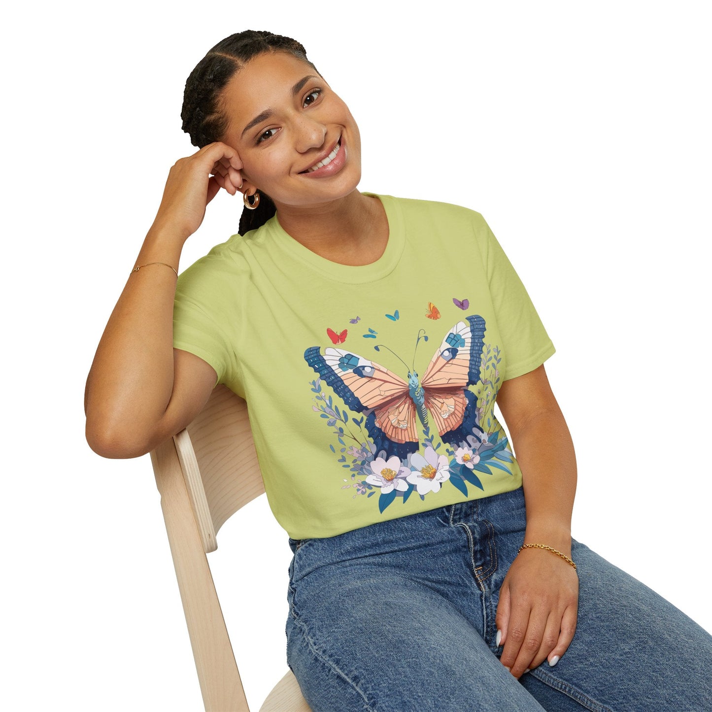 Unisex Butterfly Shirt Monarch Design Gildan Softstyle 64000 Short Sleeve Tee For Men And Women