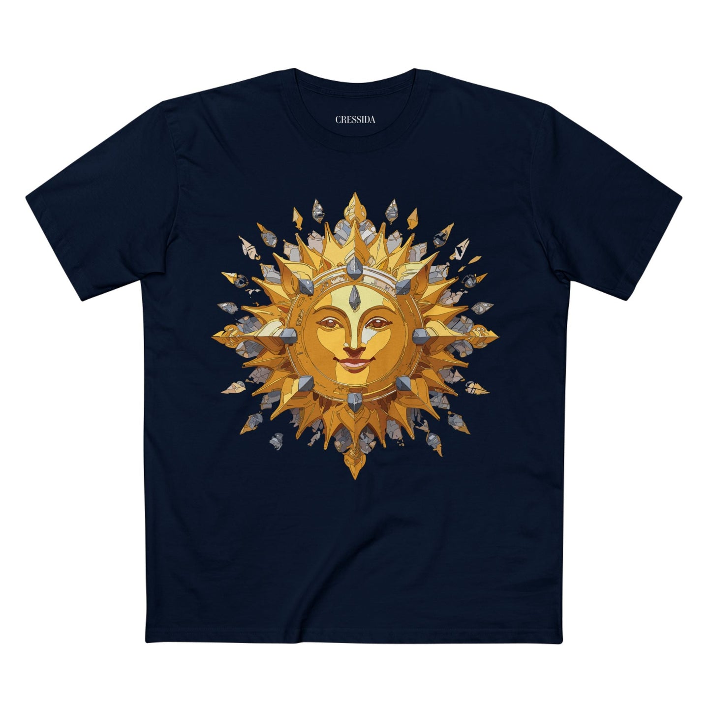 Gold Sun Graphic Unisex 100 Cotton T-Shirt with Golden Art Design 11