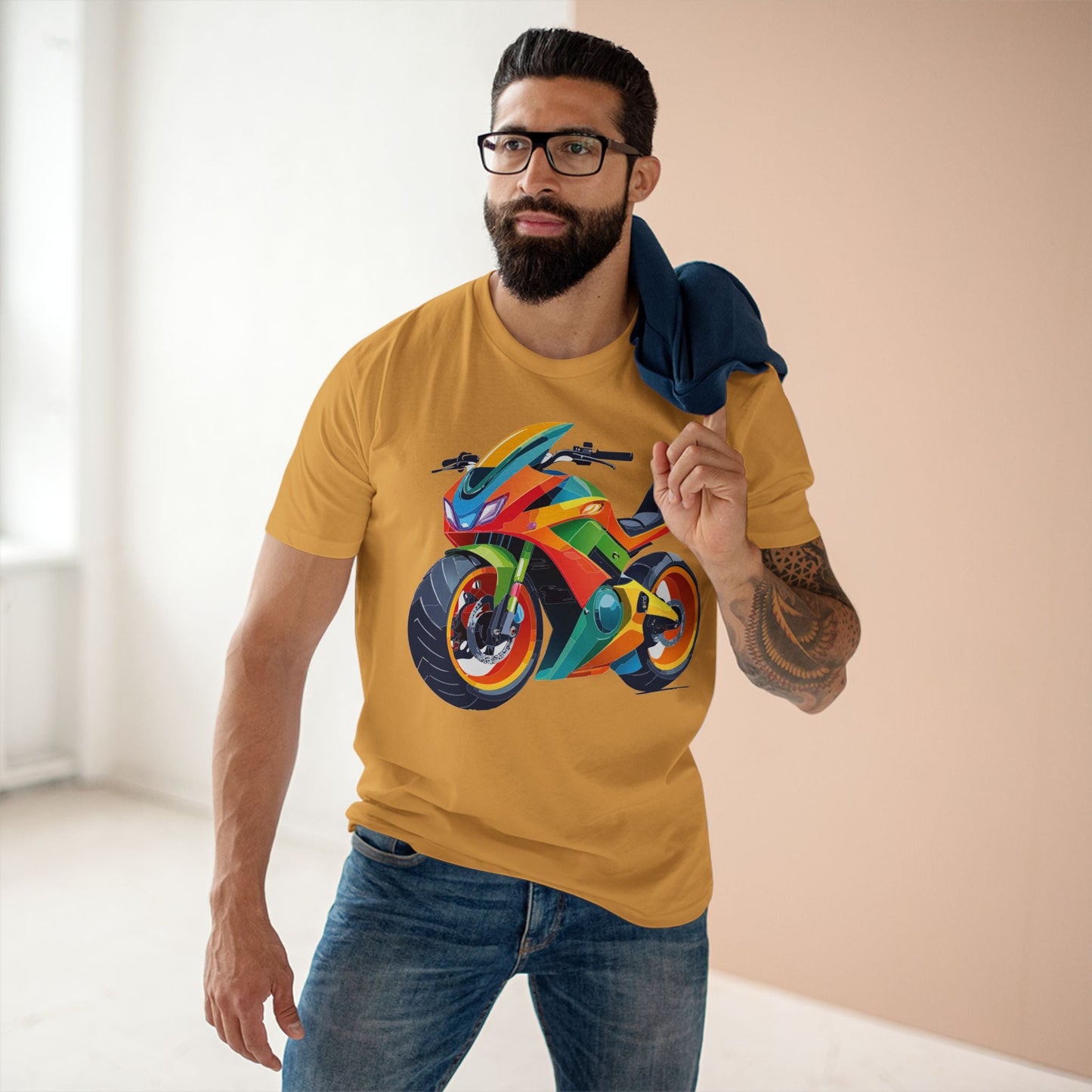 Moto Bike Graphic Unisex 100 Cotton Staple Tee 5