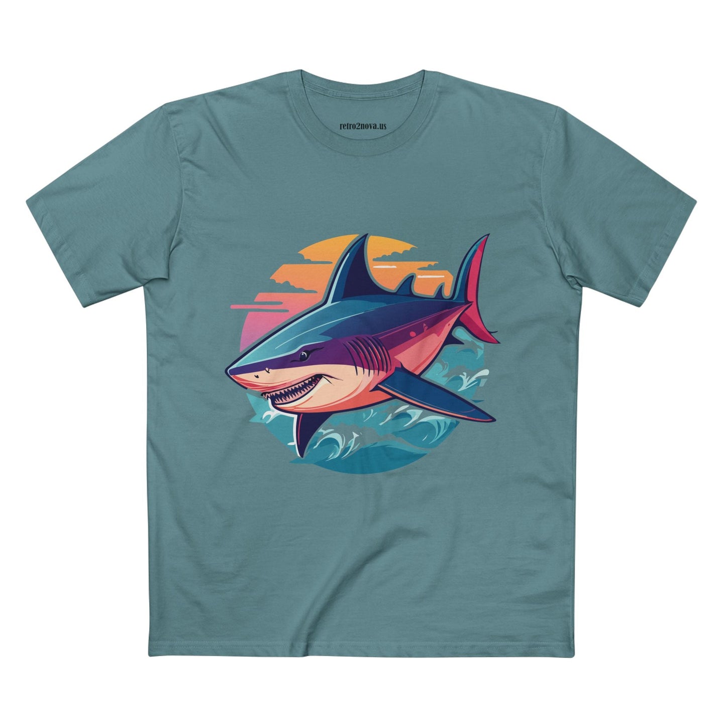 Shark Animal Shirt Unisex Premium Cotton Tee With Original Art Design From Retro2Nova Art Collection Breathable Everyday