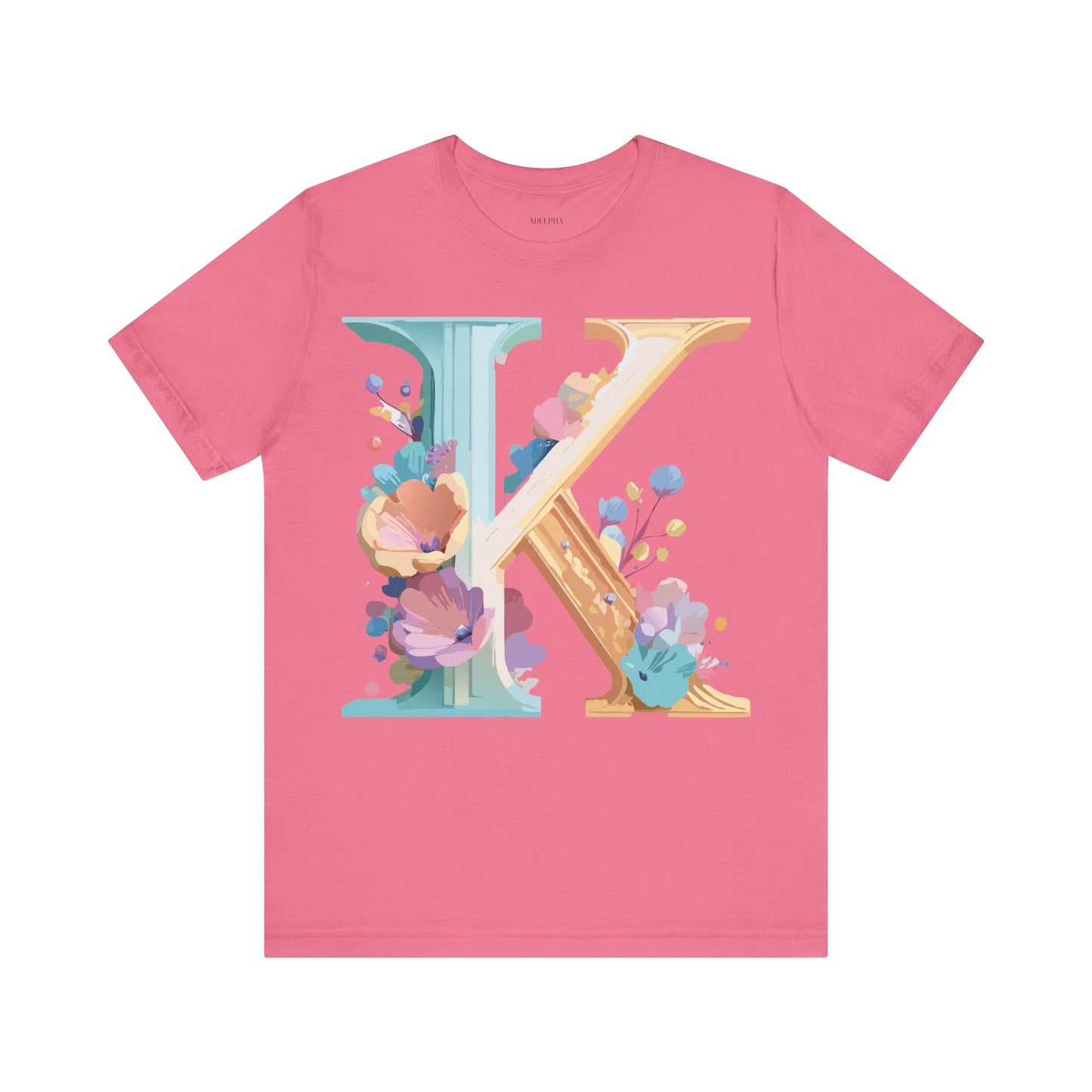 Letter K Graphic Tee Unisex Shirt By Adelpha Vintage Art Design Short Sleeve Collection