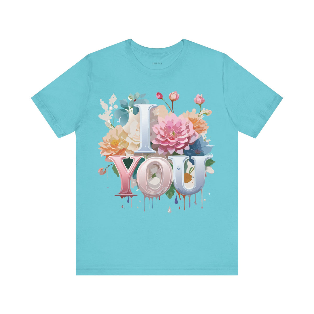 Valentine's Day Graphic Unisex Cotton Bella+Canvas Tee with Floral Art Design d101