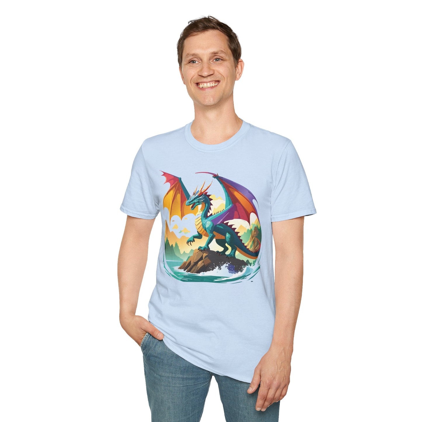 Dragon T Shirt Unisex Dragon Shirt Animal Design Softstyle Tee 100 Percent Cotton