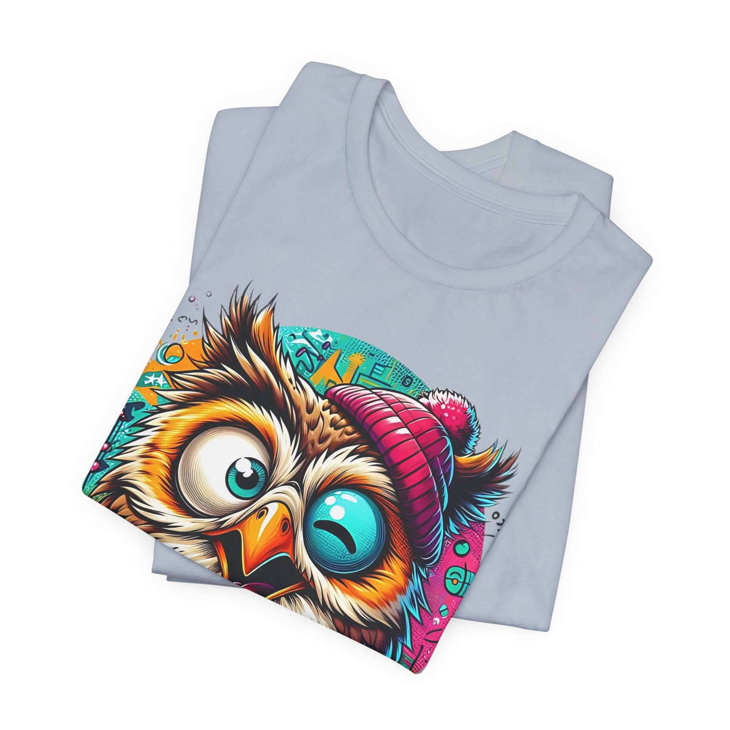 Colorful Owl Graphic Tee, Fun Owl Shirt, Funny Bird Shirt, Cute Cartoon Tees, Animal T-Shirt, Animal Tees, Art Design T-Shirt