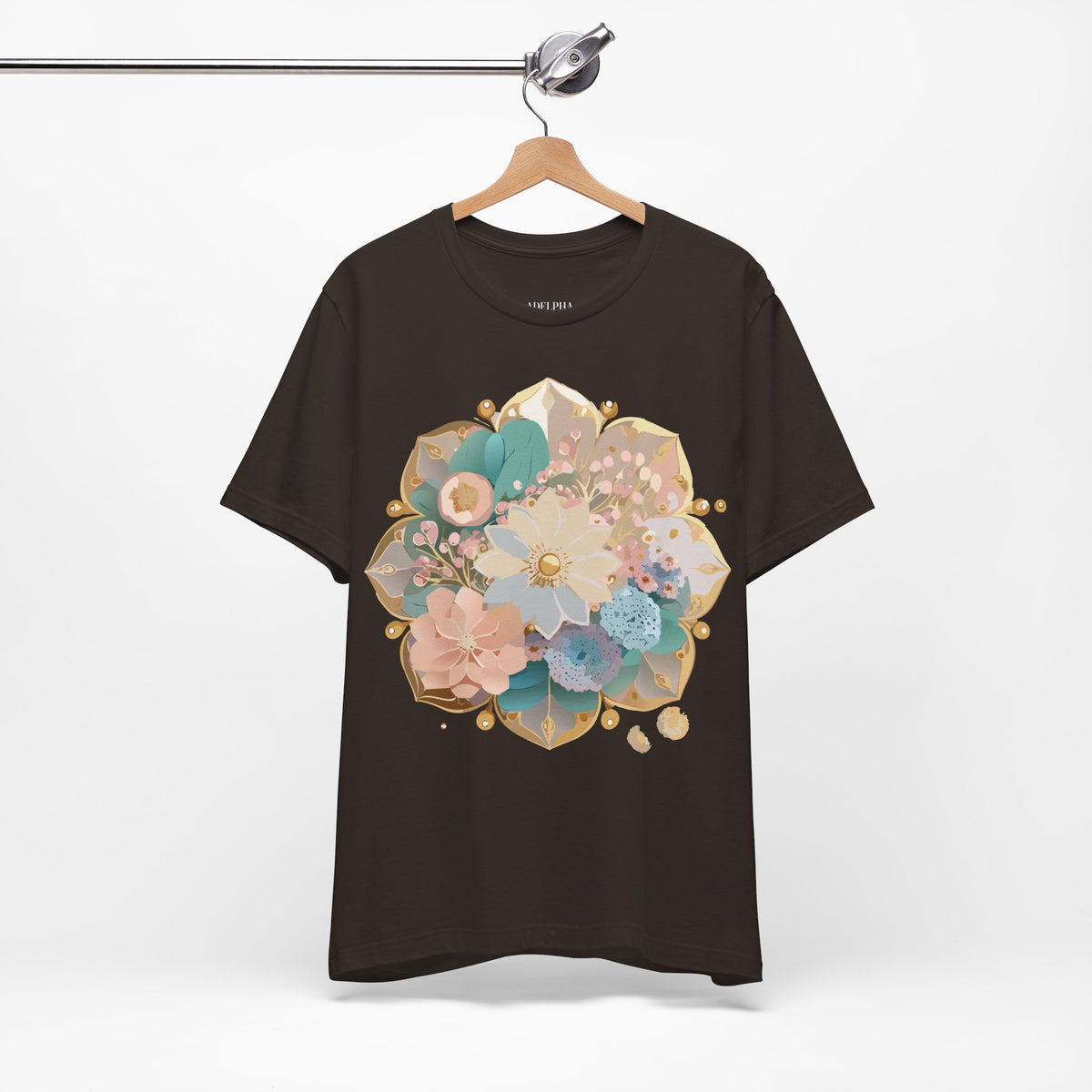 Mandala Graphic Unisex Cotton Bella+Canvas Tee with Floral Art Design n143