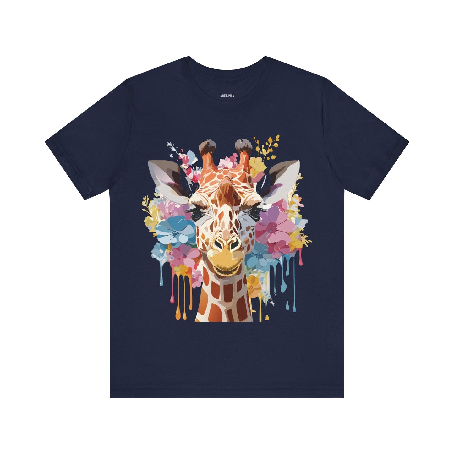 Giraffe Graphic Tee Unisex Premium Short Sleeve Jersey Shirt With Vintage Inspired Art By Adelpha