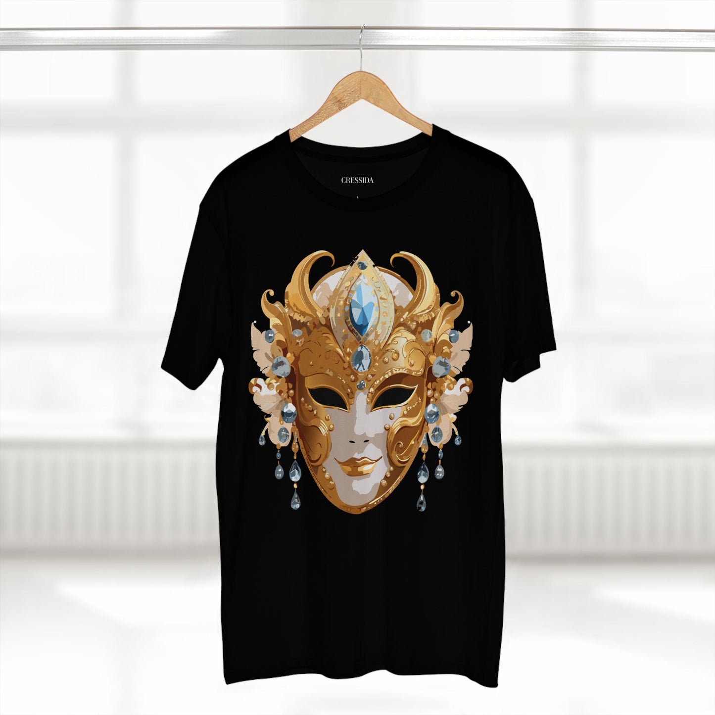 Carnival Mask Graphic T-Shirt Unisex 100 Cotton With Antique Gold Art Design Tee 22