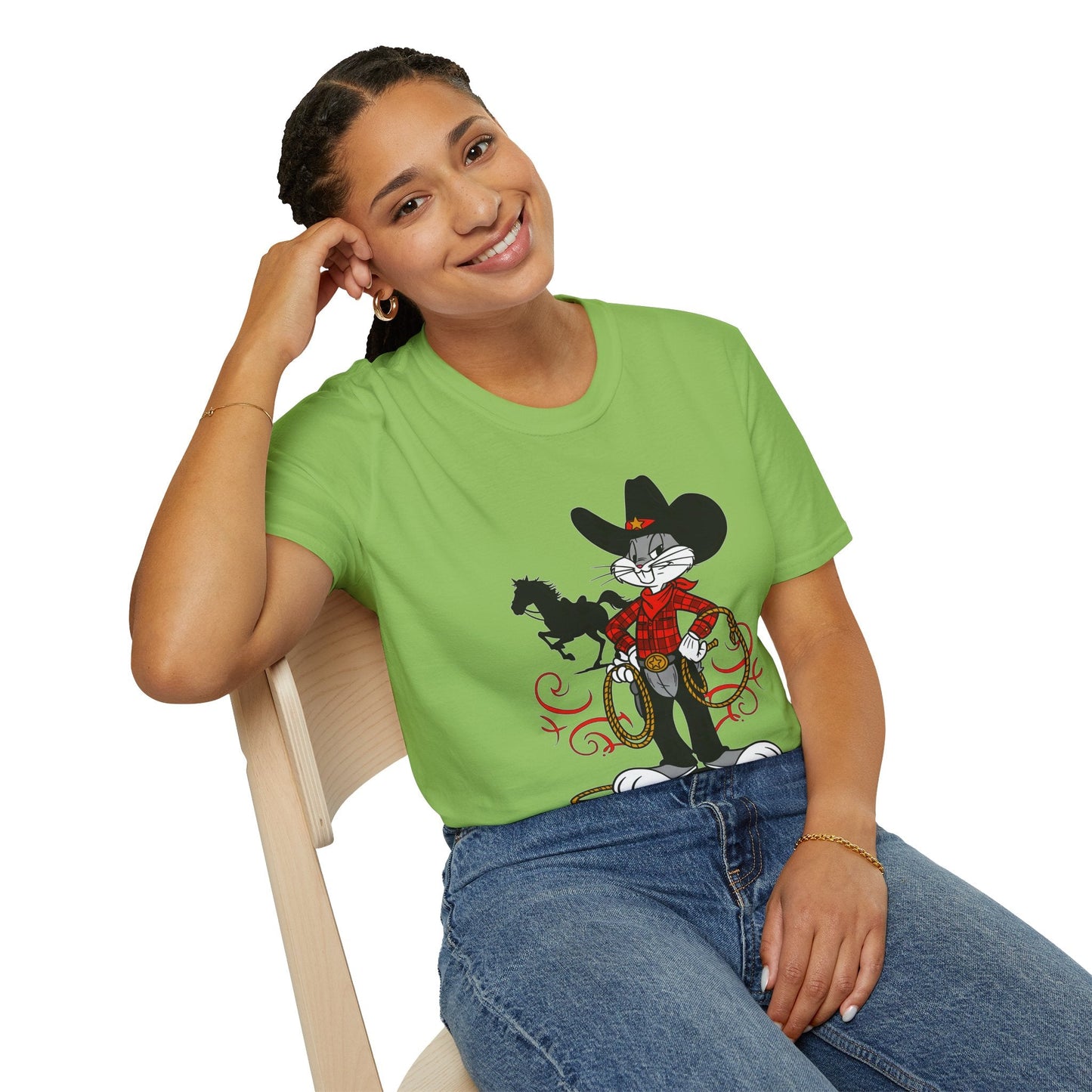 Cartoon Bunny Graphic Unisex Cotton Animal Animation Artwork Design Tee 1