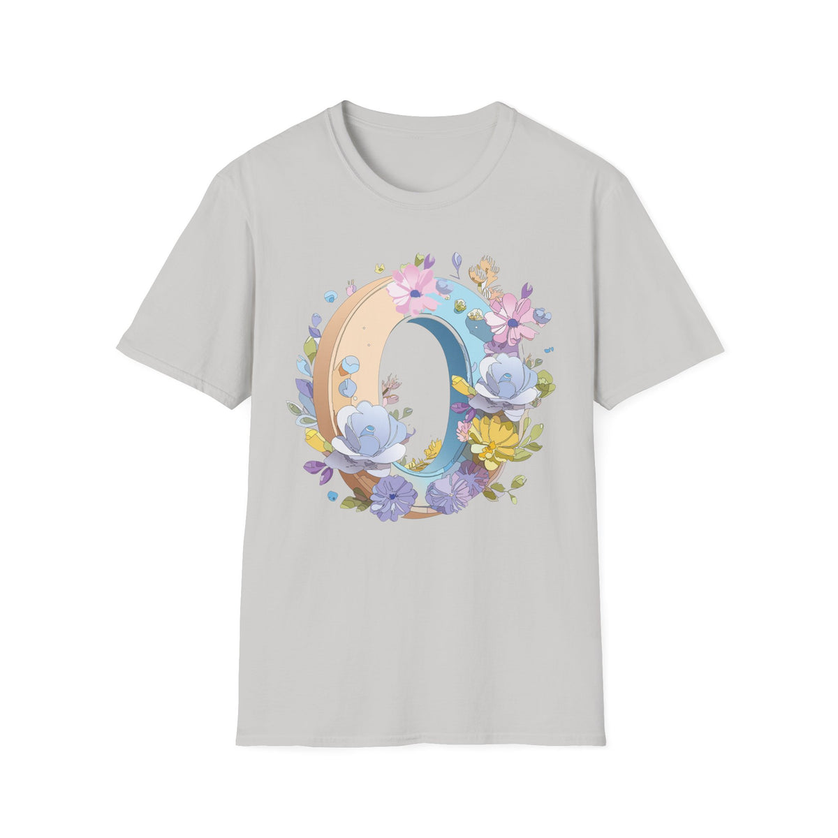 Floral Letter O Shirt | Monogram Initial O Tee, Pastel Flower Alphabet