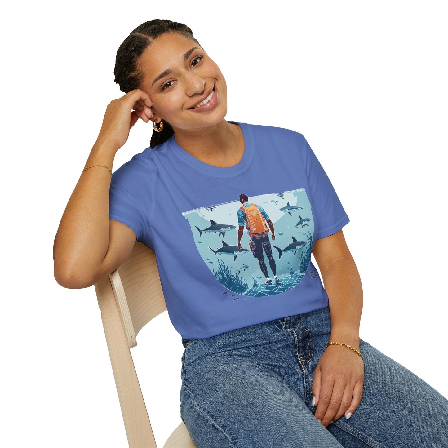 Ocean Tee Shirt Unisex Softstyle T Shirt With Ocean Art Design U Boat Theme Graphic Artwork Edition