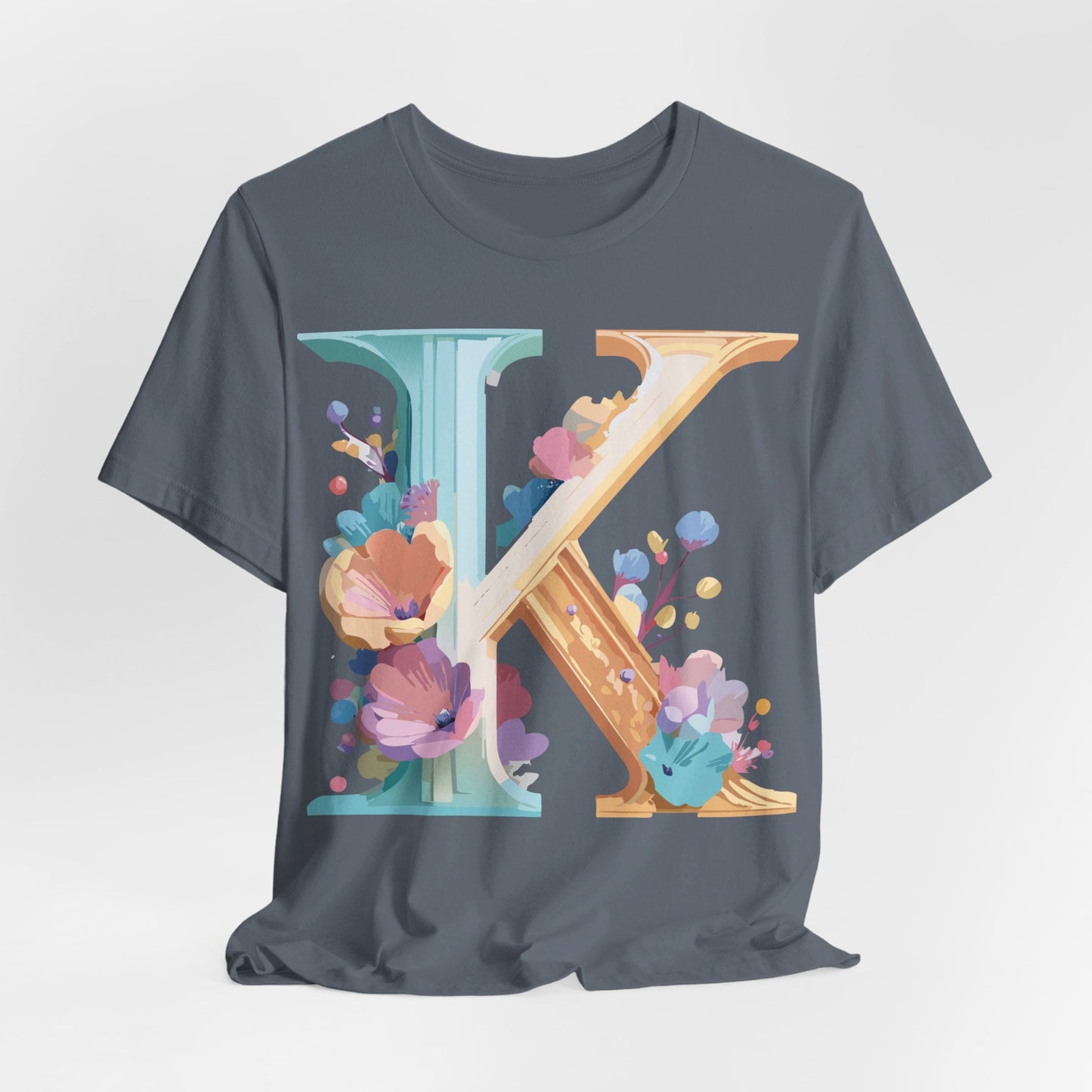 Letter K Shirt Graphic Tee Unisex Vintage Inspired Adelpha Art Design Tee Premium Soft Cotton
