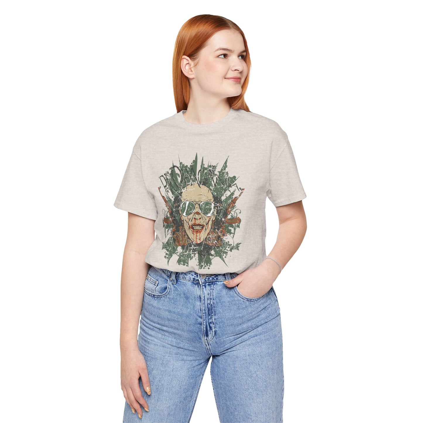 Retro Skull Floral Graphic Design Unisex Cotton T-Shirt G-2