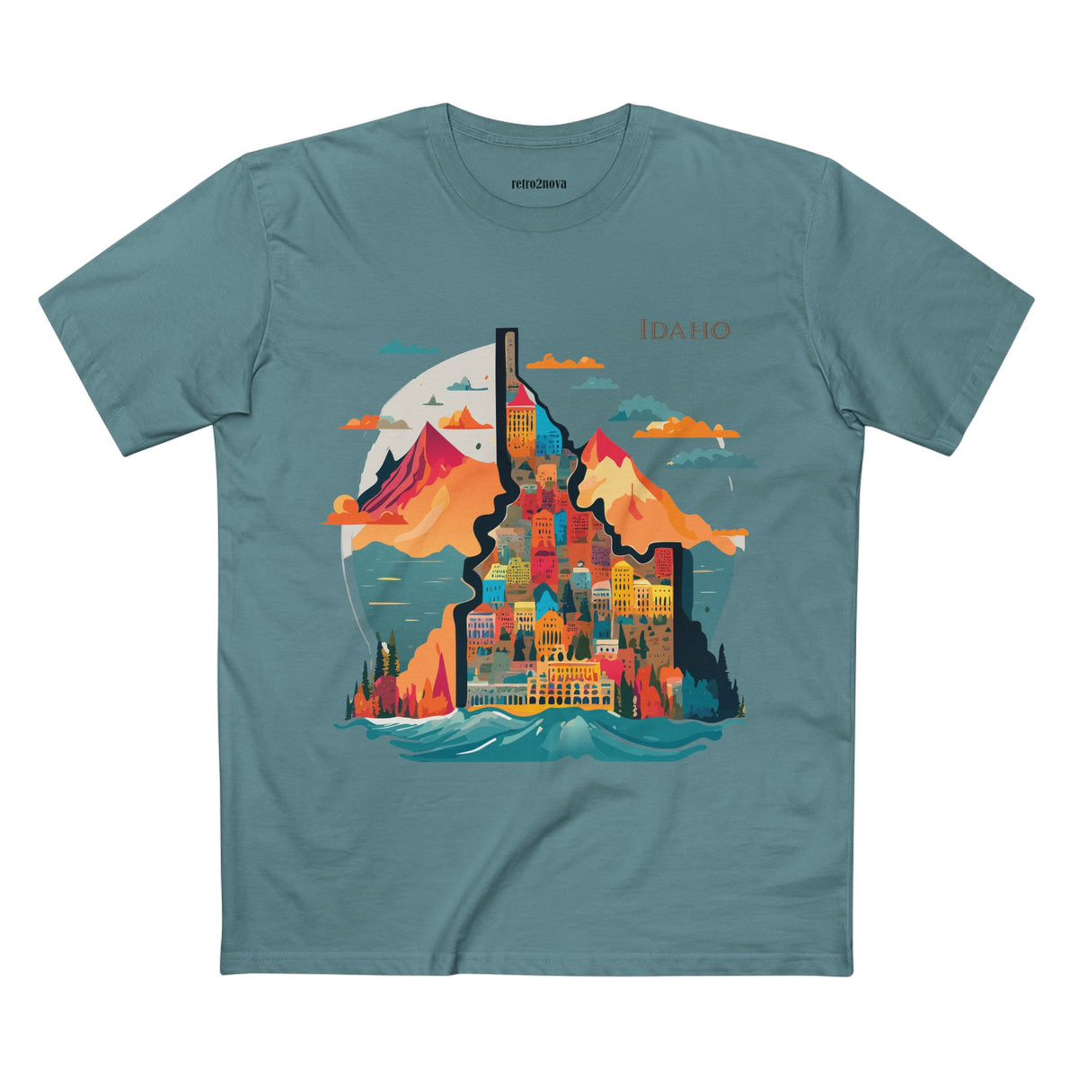 Idaho Mountain Cityscape T-Shirt | State Travel Graphic Tee