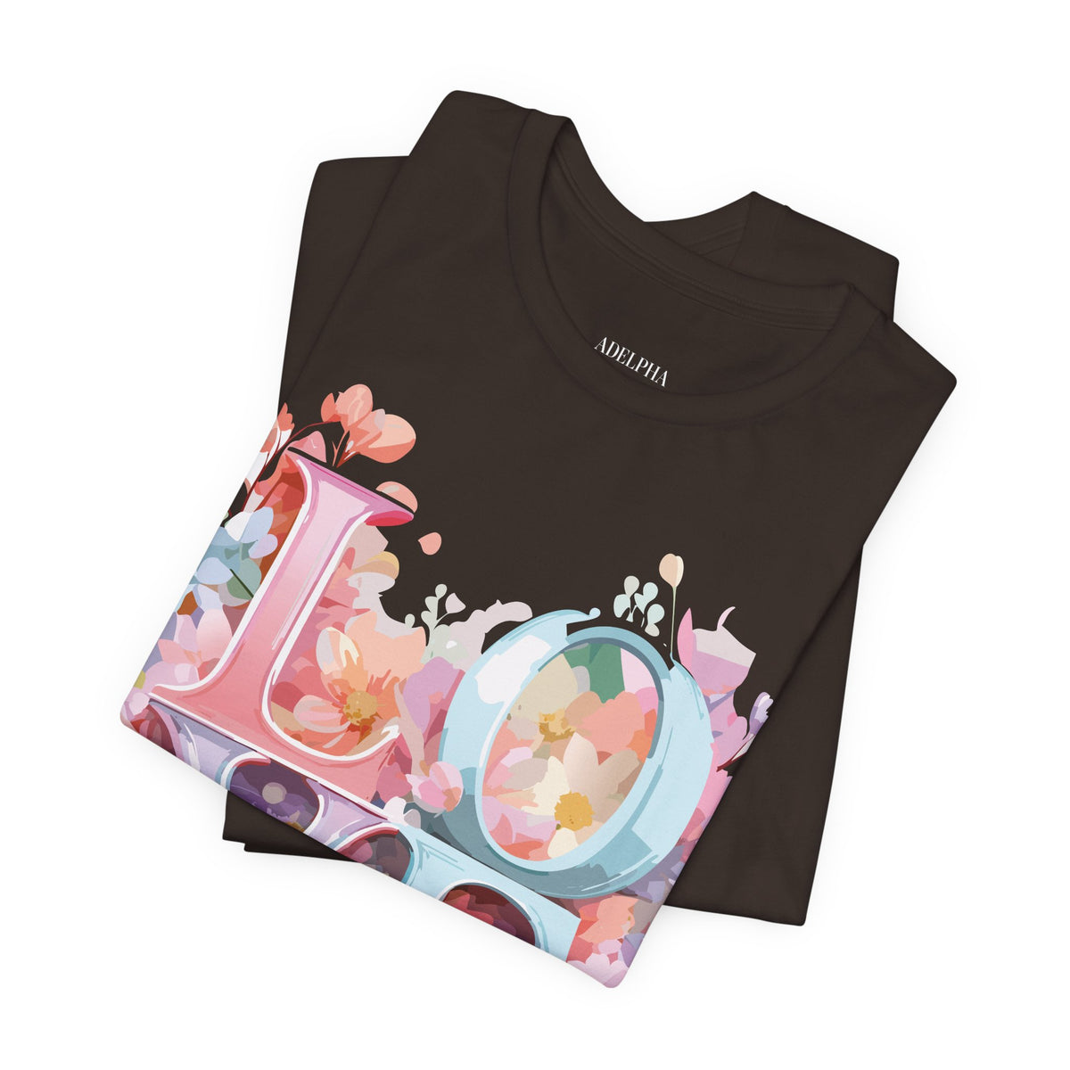 Valentine's Day Graphic Unisex Cotton Bella+Canvas Tee with Floral Art Design d118