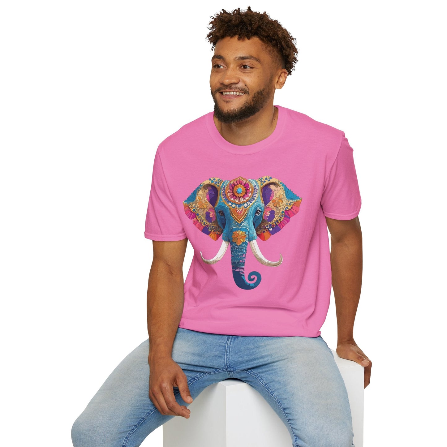 Unisex Elephant Graphic Tee Gildan Softstyle Cotton T Shirt Animal Print Comfortable Wear
