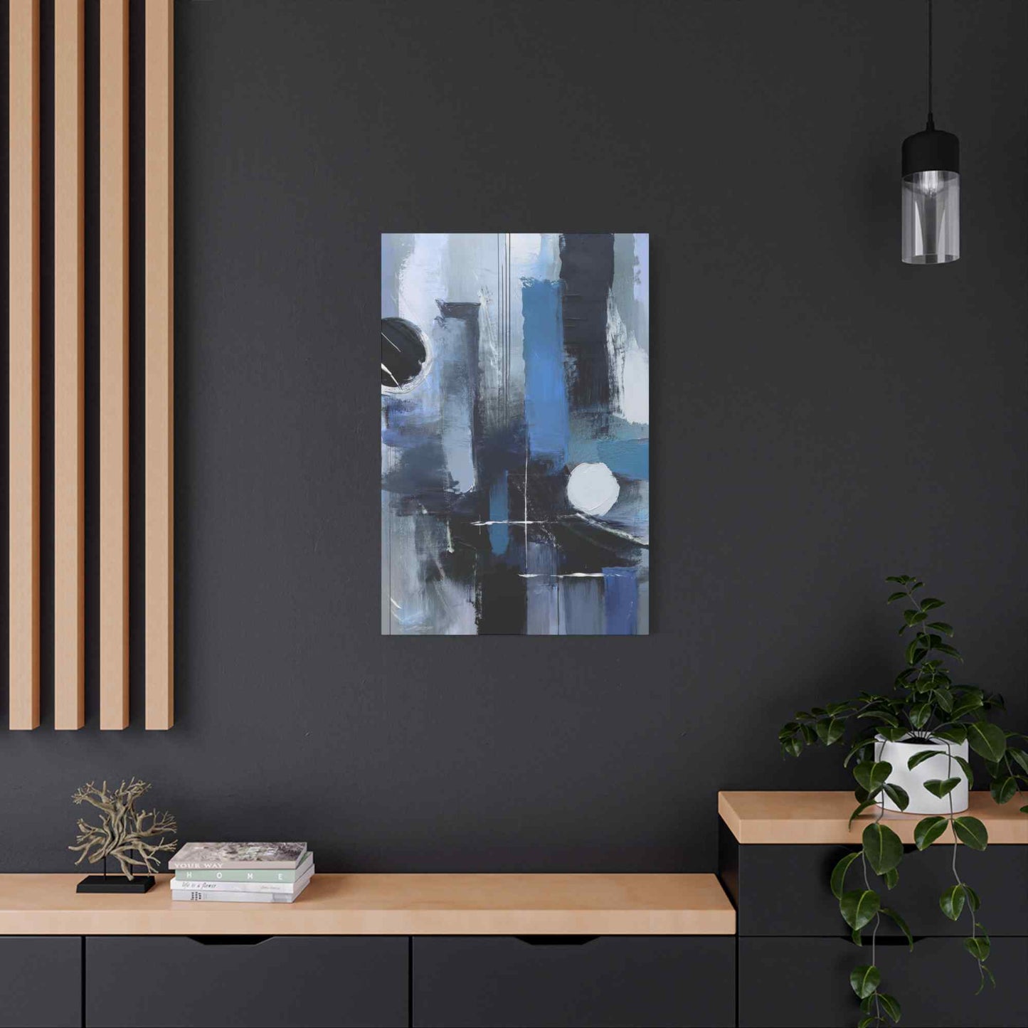 Blue Abstract Painting Print Canvas 20x24,20x30,24x30, 24x32,24x36,30x40, 32x48,36x48,40x60 Pine-Wood Inner Frame ABS-25