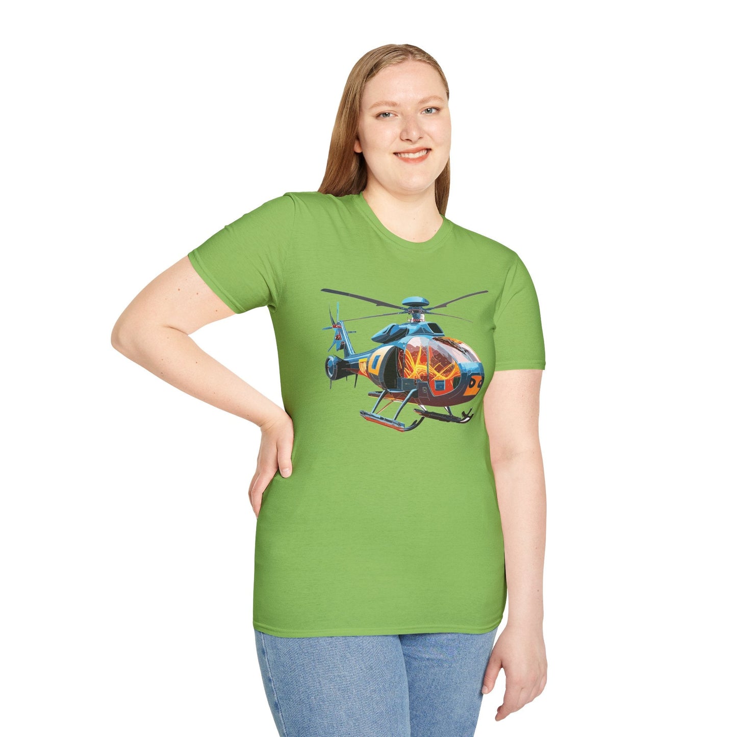 Helicopter Chopper Shirt Unisex Gildan Softstyle 64000 Short Sleeve Tee For Everyday Wear