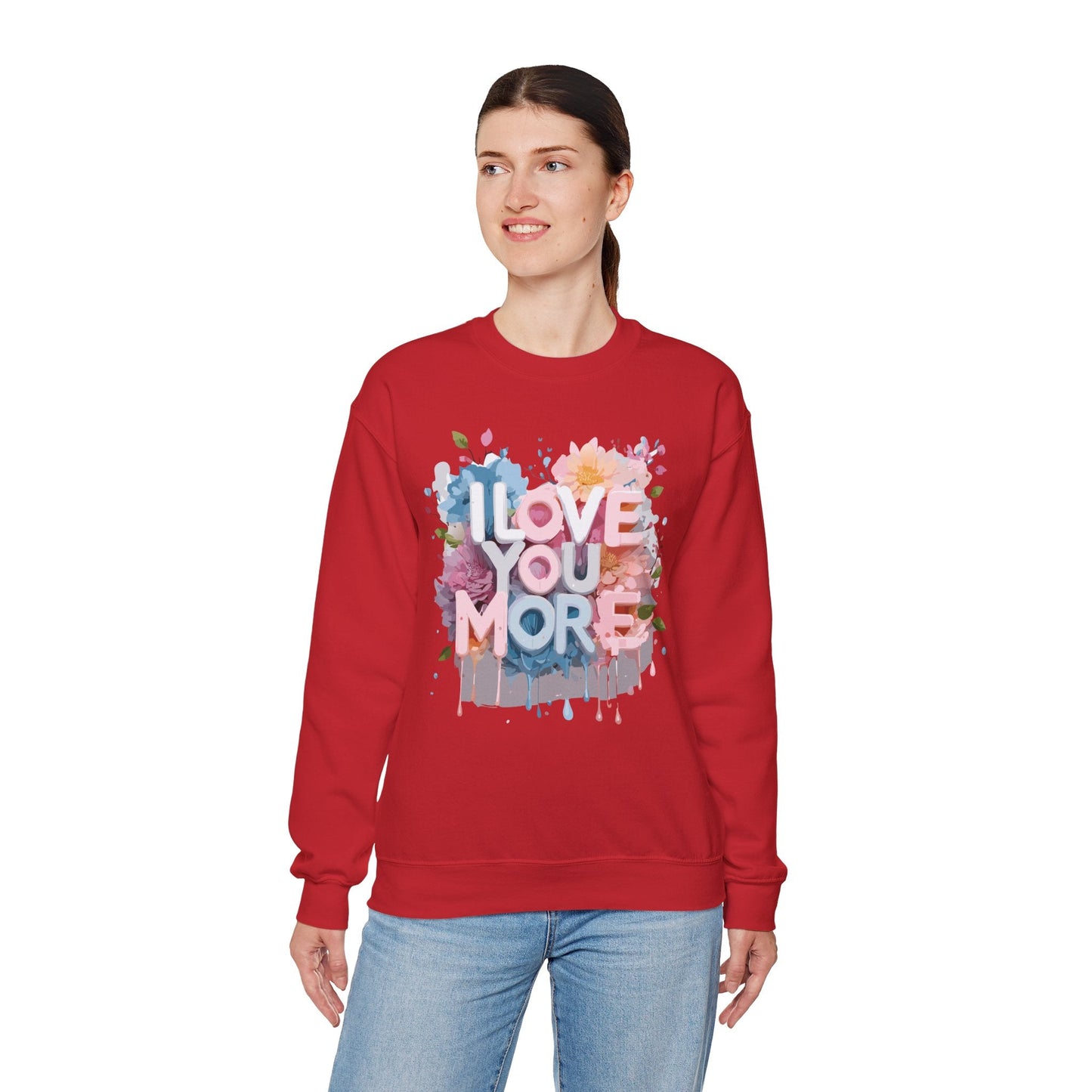 Floral Love Sweatshirt Unisex Heavy Blend Crewneck Valentines Day 50 50 Cotton Polyester Gildan 18000