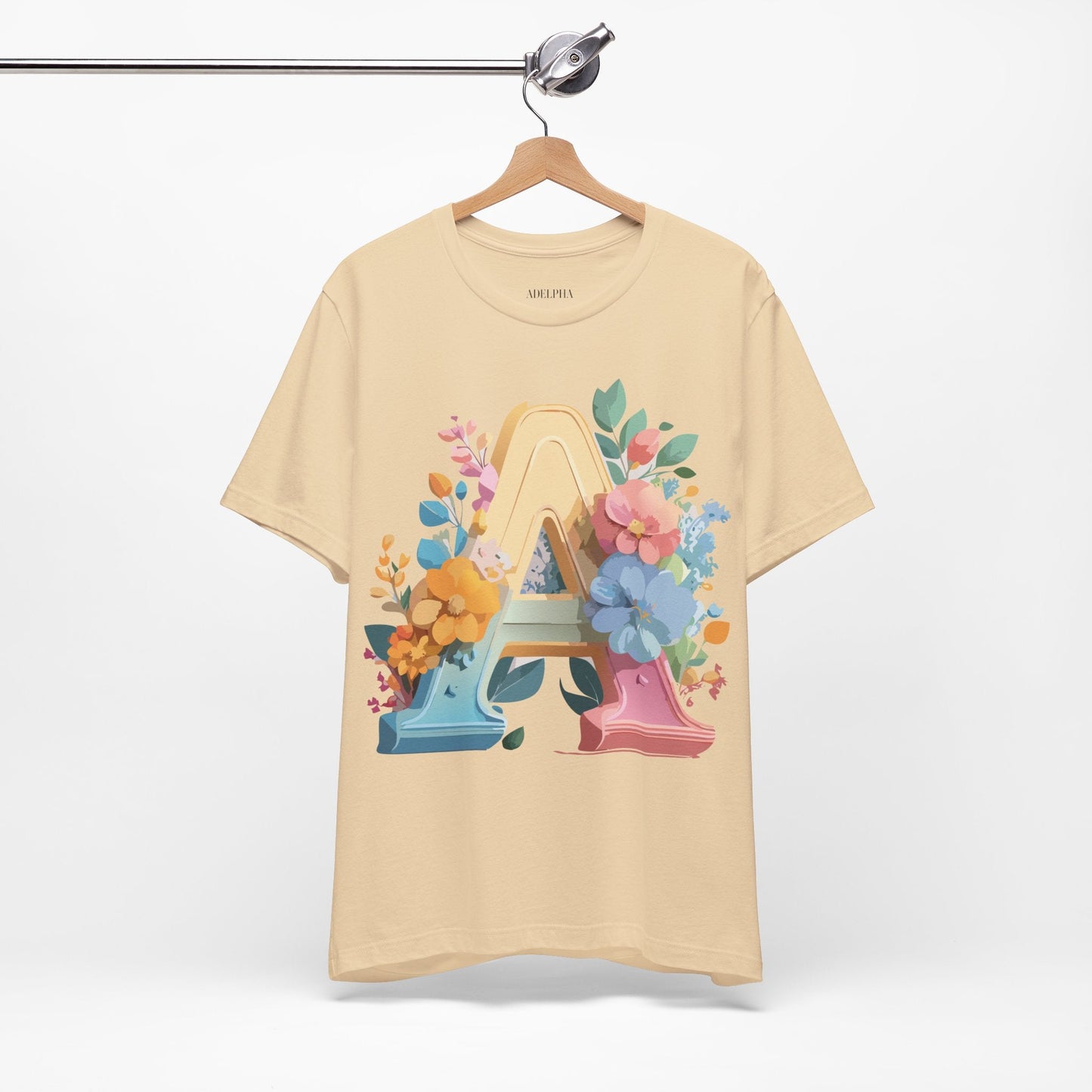 Letter A Shirt Graphic Tee Unisex Short Sleeve by Adelpha Vintage Inspired Art Tee
