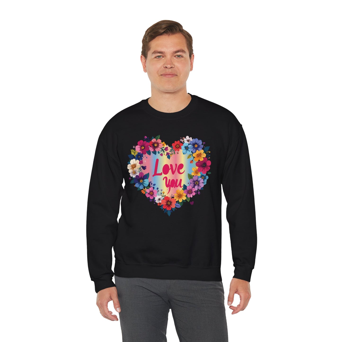 Floral Love You Heart Sweatshirt, Floral Heart Sweatshirt, Floral Love Sweatshirt, Valentine's Day Sweatshirt, Floral Sweatshirt 111