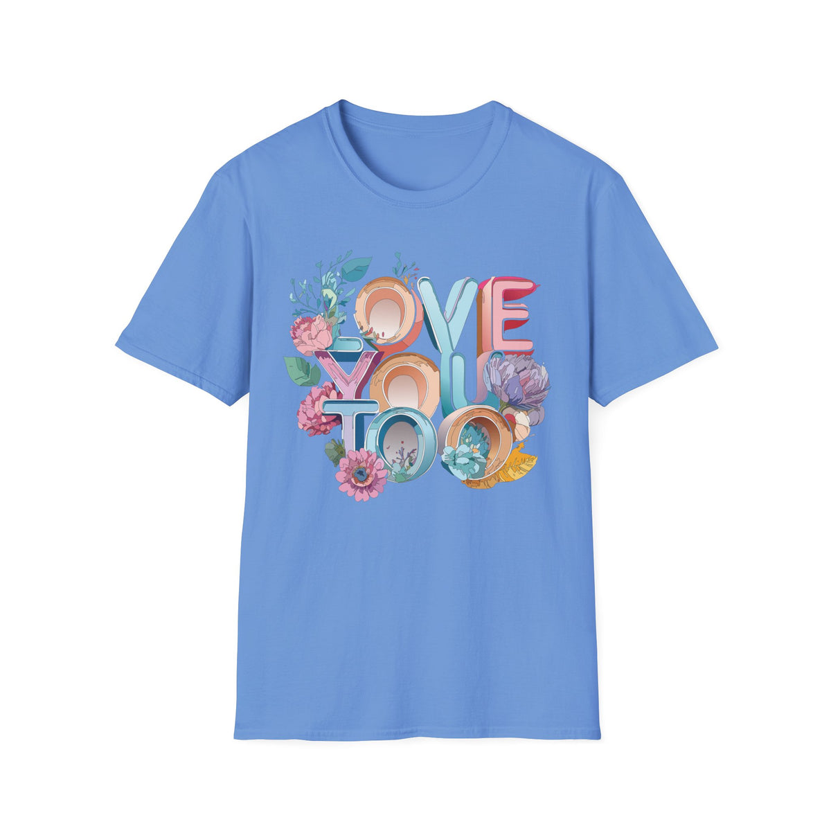 Love You Floral Typography T-Shirt | Pastel Retro Letters