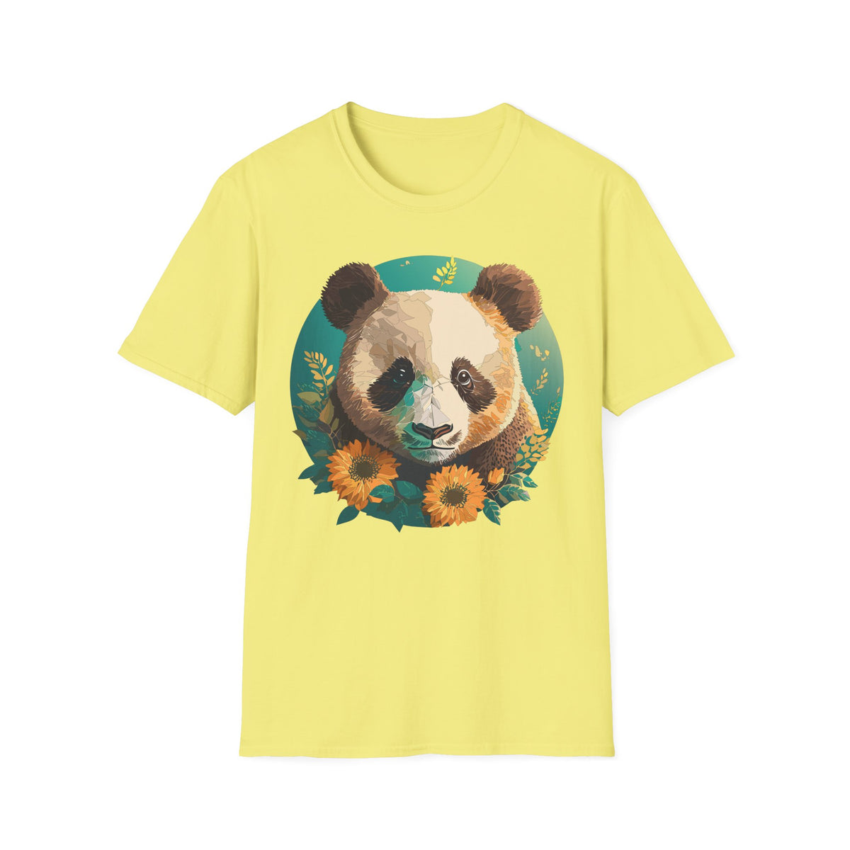 Panda Face with Sunflowers T-Shirt | Cute Floral Bear Graphic