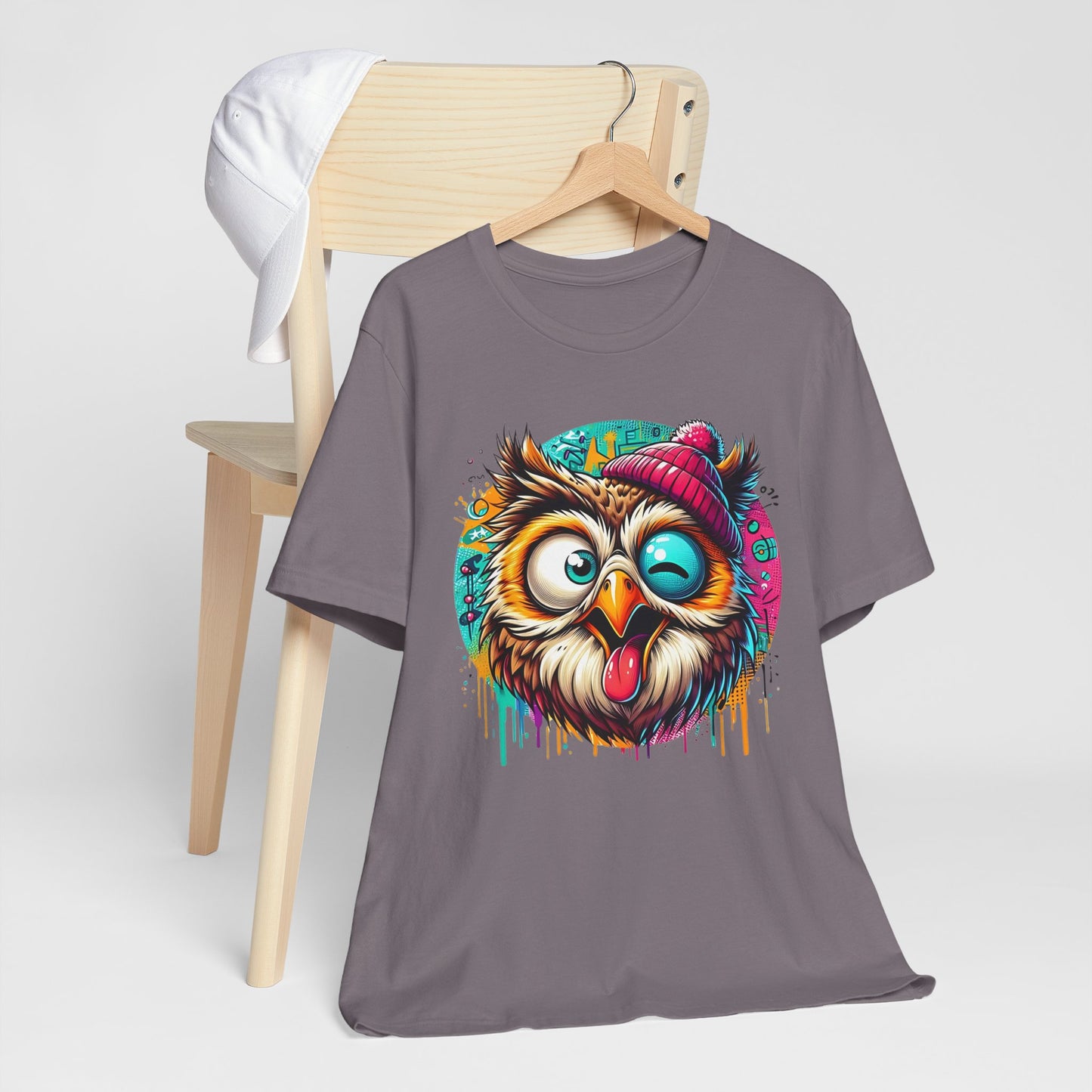 Colorful Owl Graphic Tee, Fun Owl Shirt, Funny Bird Shirt, Cute Cartoon Tees, Animal T-Shirt, Animal Tees, Art Design T-Shirt